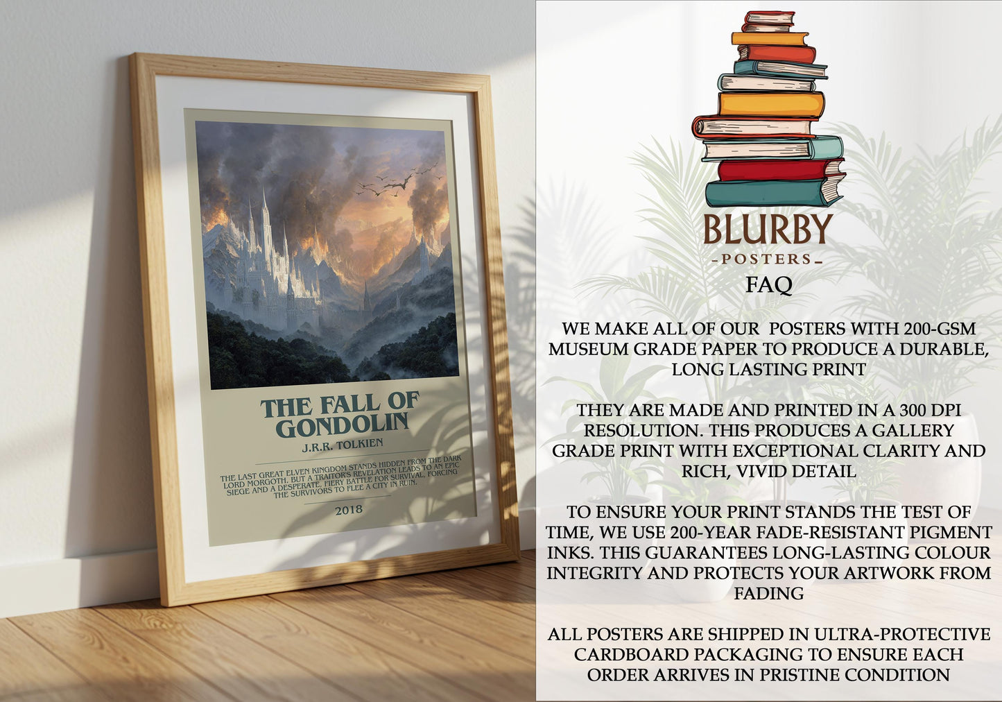 The Fall Of Gondolin by J.R.R. Tolkien | Book Poster | Literary Art Gift For Book Lover | Novel Inspired Wall Art