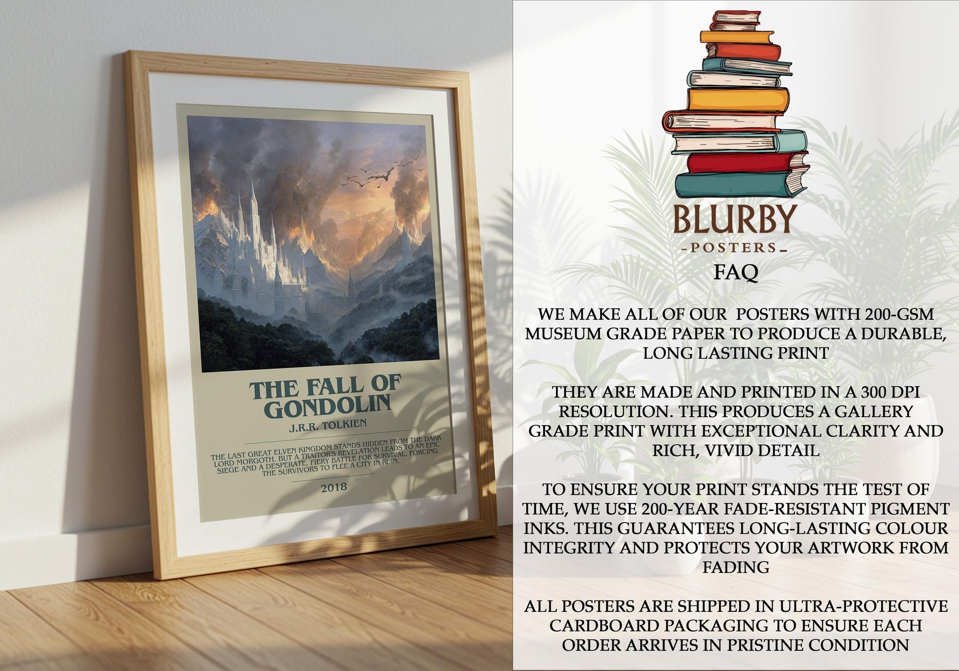 The Fall Of Gondolin by J.R.R. Tolkien | Book Poster | Literary Art Gift For Book Lover | Novel Inspired Wall Art