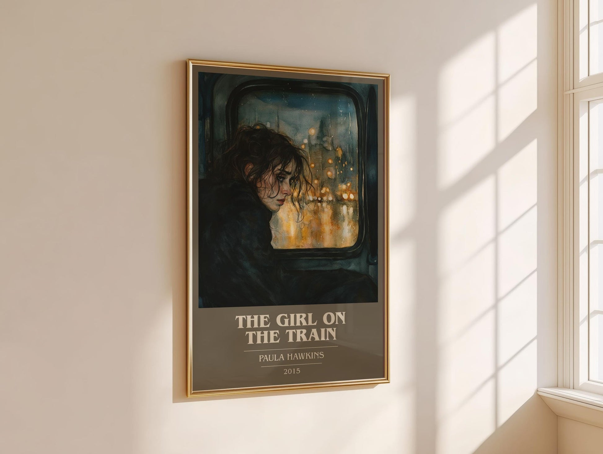 The Girl on the Train book cover book poster framed on wall – thriller wall art