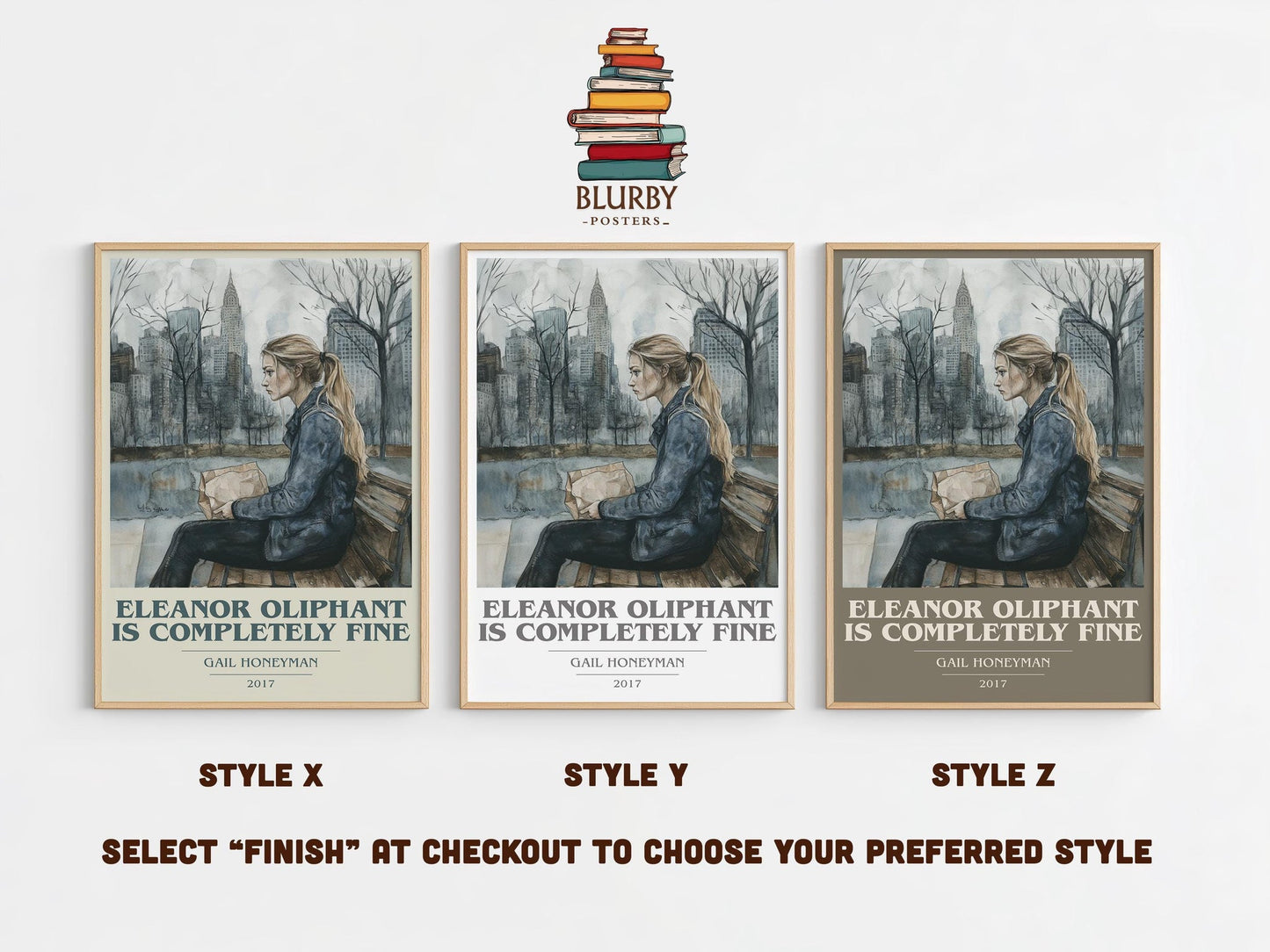 Eleanor Oliphant Is Completely Fine book cover print framed by window – literary home decor