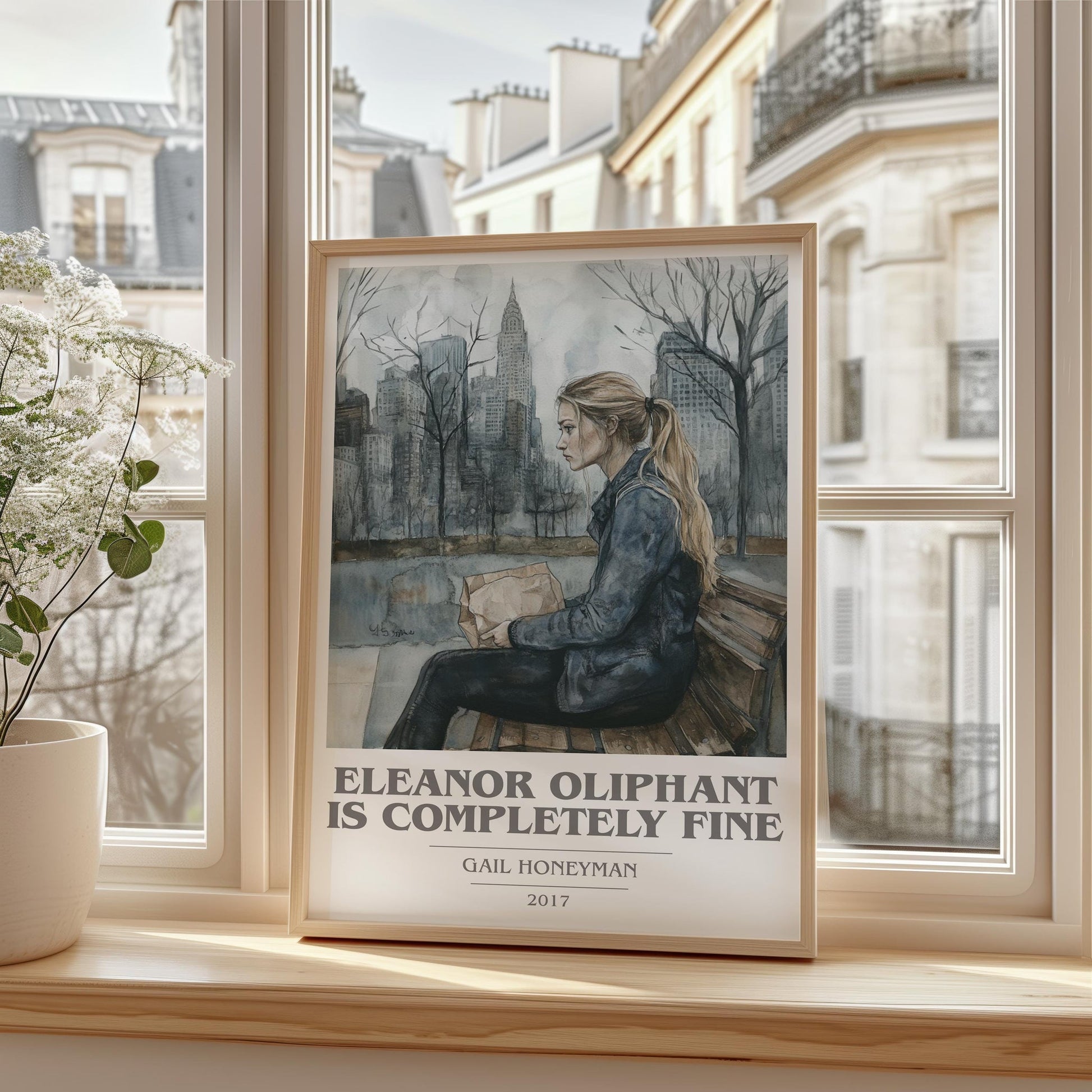 Eleanor Oliphant Is Completely Fine book cover book poster framed on wall – coming of age wall art