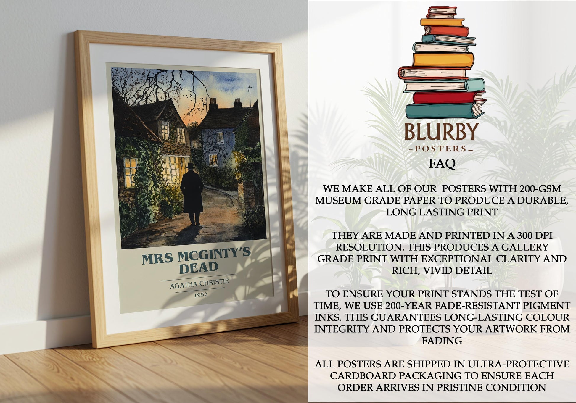 Mrs Mcginty's Dead by Agatha Christie | Book Poster | Literary Art Gift For Book Lover | Novel Inspired Wall Art | Free Delivery