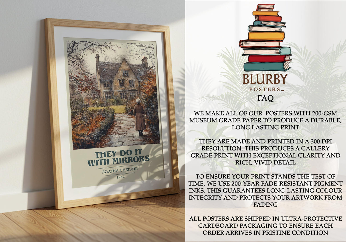 They Do It With Mirrors by Agatha Christie | Book Poster | Literary Art Gift For Book Lover | Novel Inspired Wall Art | Free Delivery