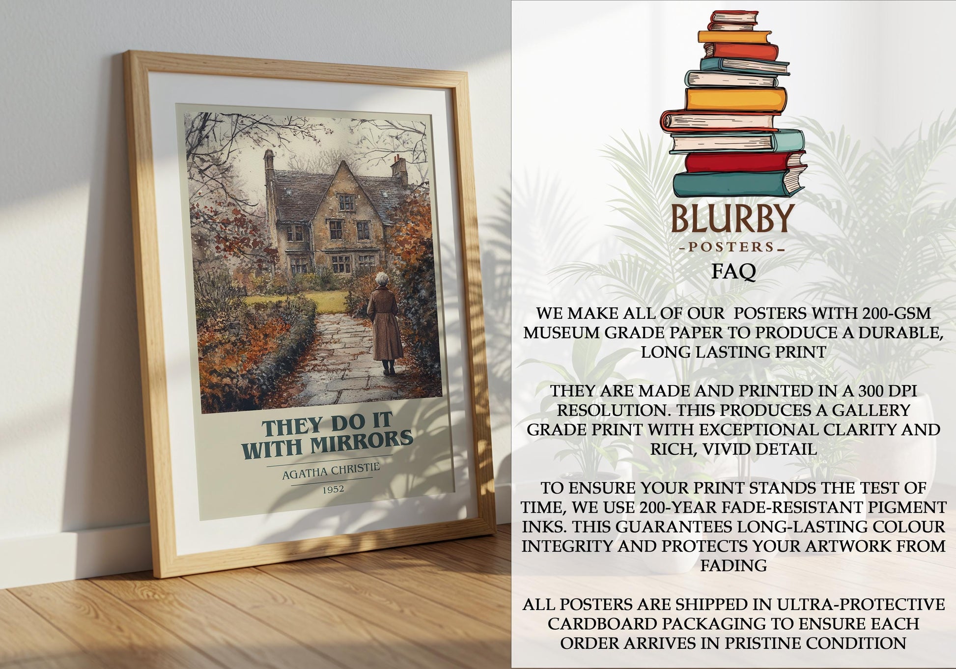 They Do It With Mirrors by Agatha Christie | Book Poster | Literary Art Gift For Book Lover | Novel Inspired Wall Art | Free Delivery