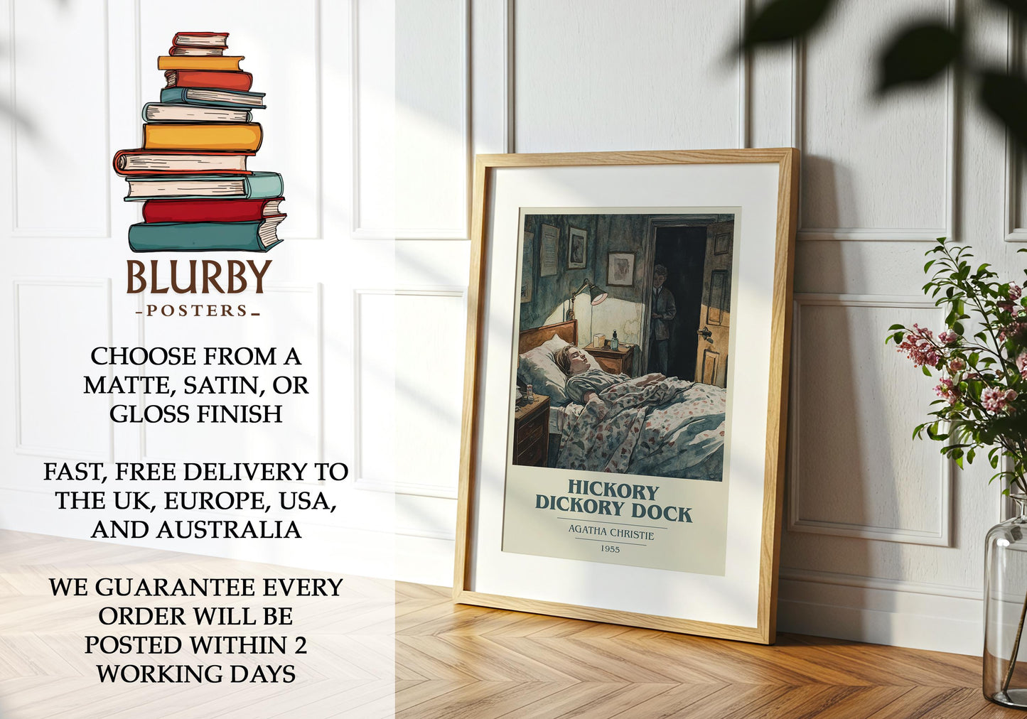 Hickory Dickory Dock by Agatha Christie | Book Poster | Literary Art Gift For Book Lover | Novel Inspired Wall Art | Free Delivery