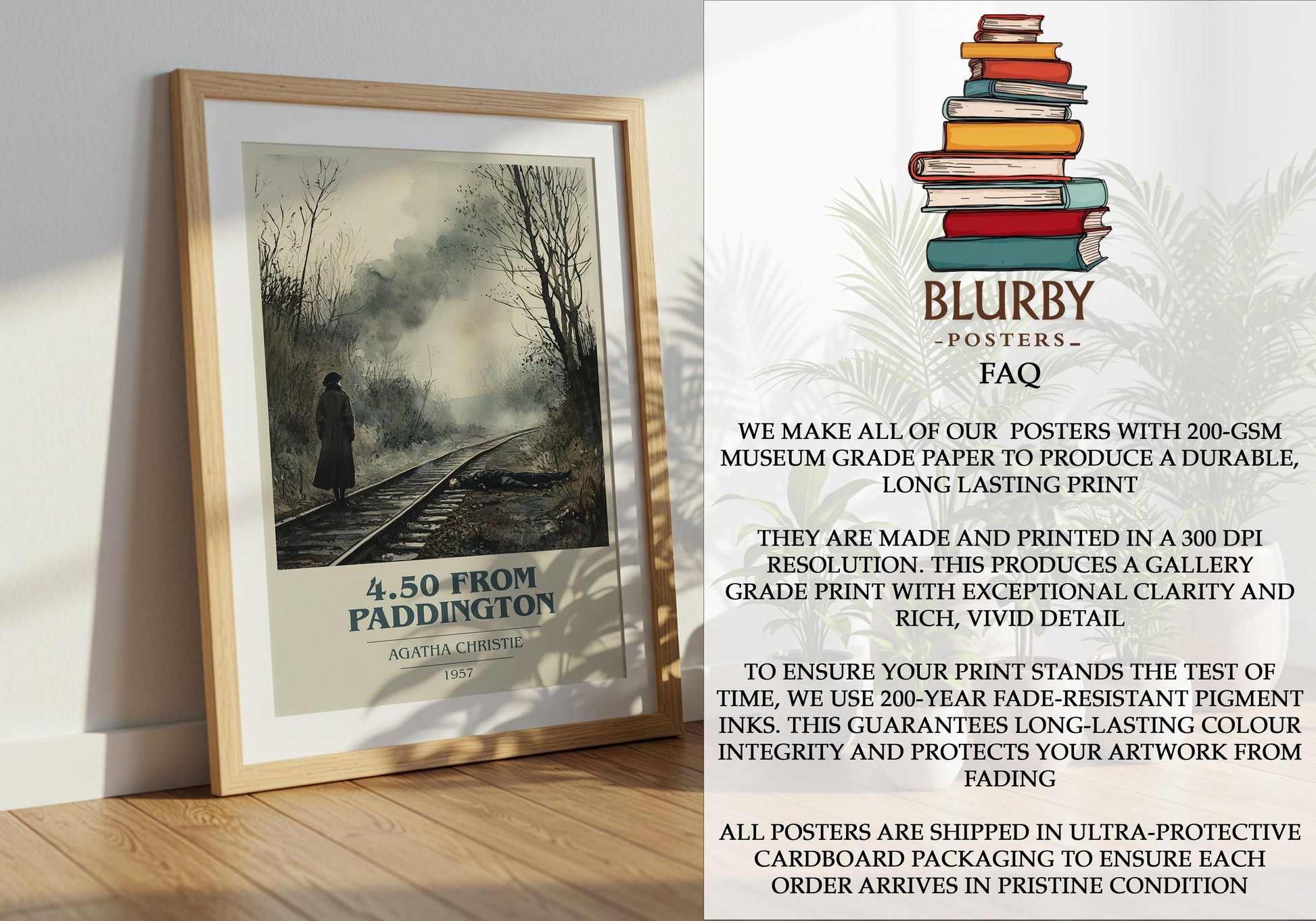 4.50 From Paddington by Agatha Christie | Book Poster | Literary Art Gift For Book Lover | Novel Inspired Wall Art | Free Delivery