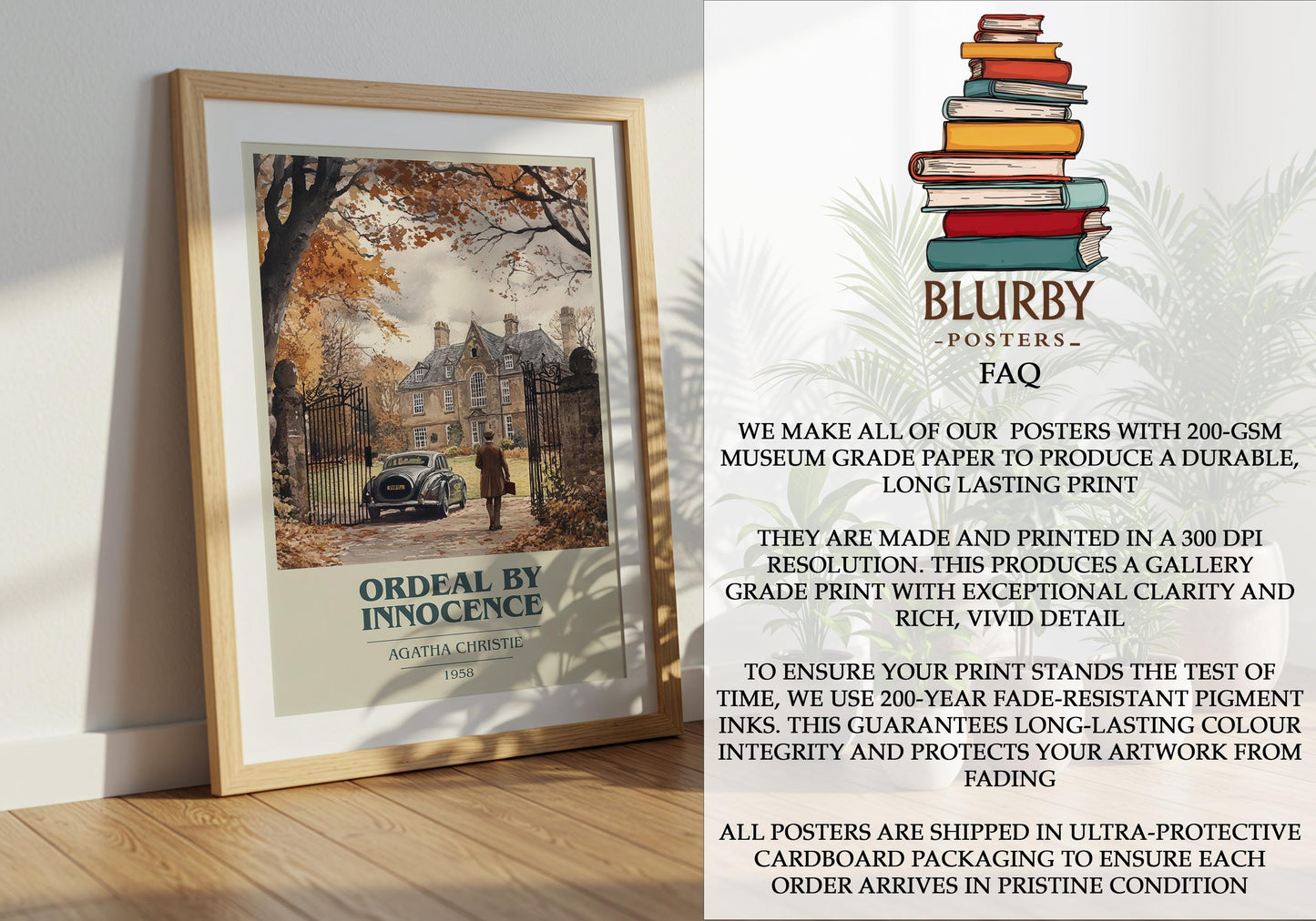 Ordeal by Innocence by Agatha Christie | Book Poster | Literary Art Gift For Book Lover | Novel Inspired Wall Art | Free Delivery