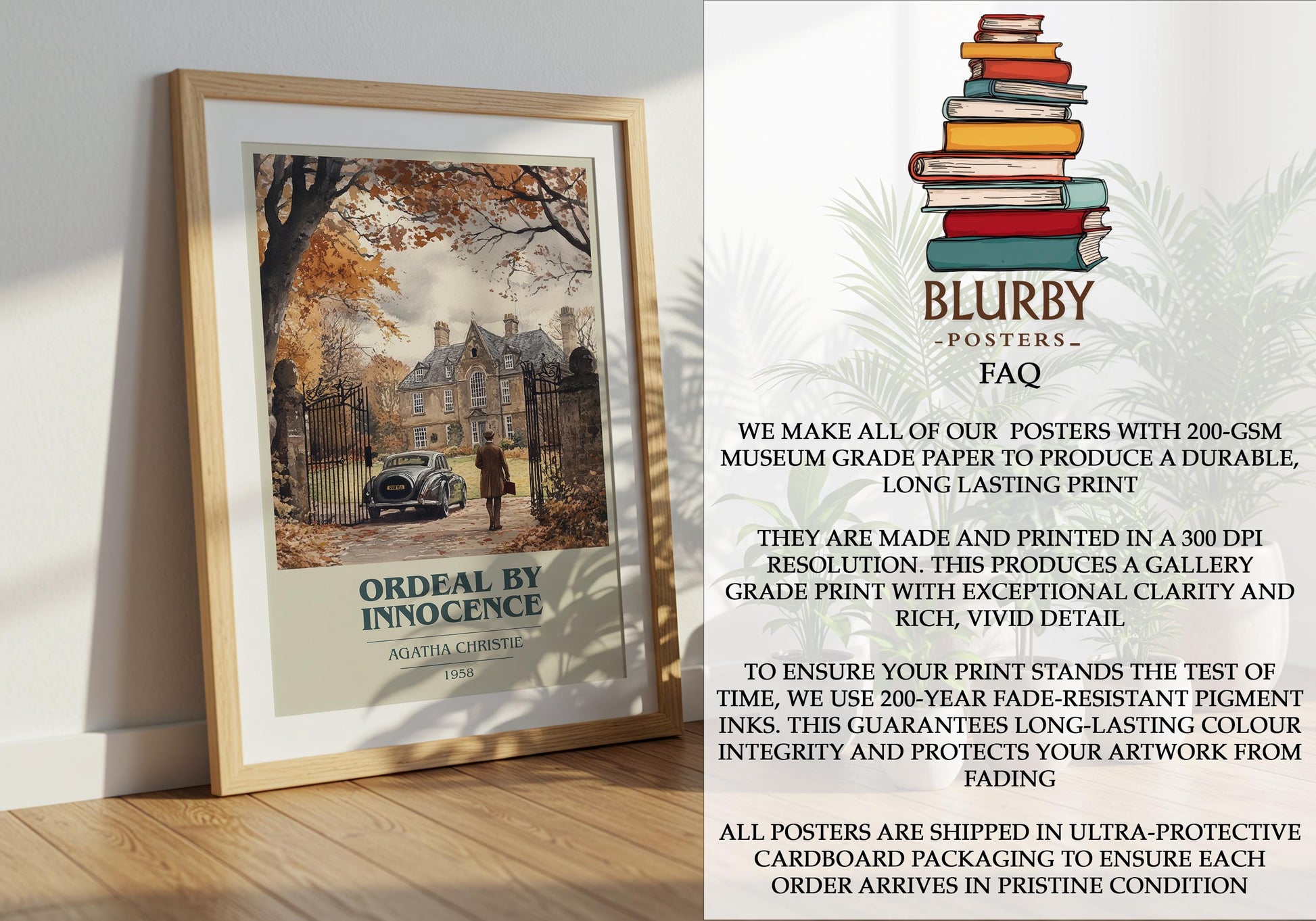 Ordeal by Innocence by Agatha Christie | Book Poster | Literary Art Gift For Book Lover | Novel Inspired Wall Art | Free Delivery