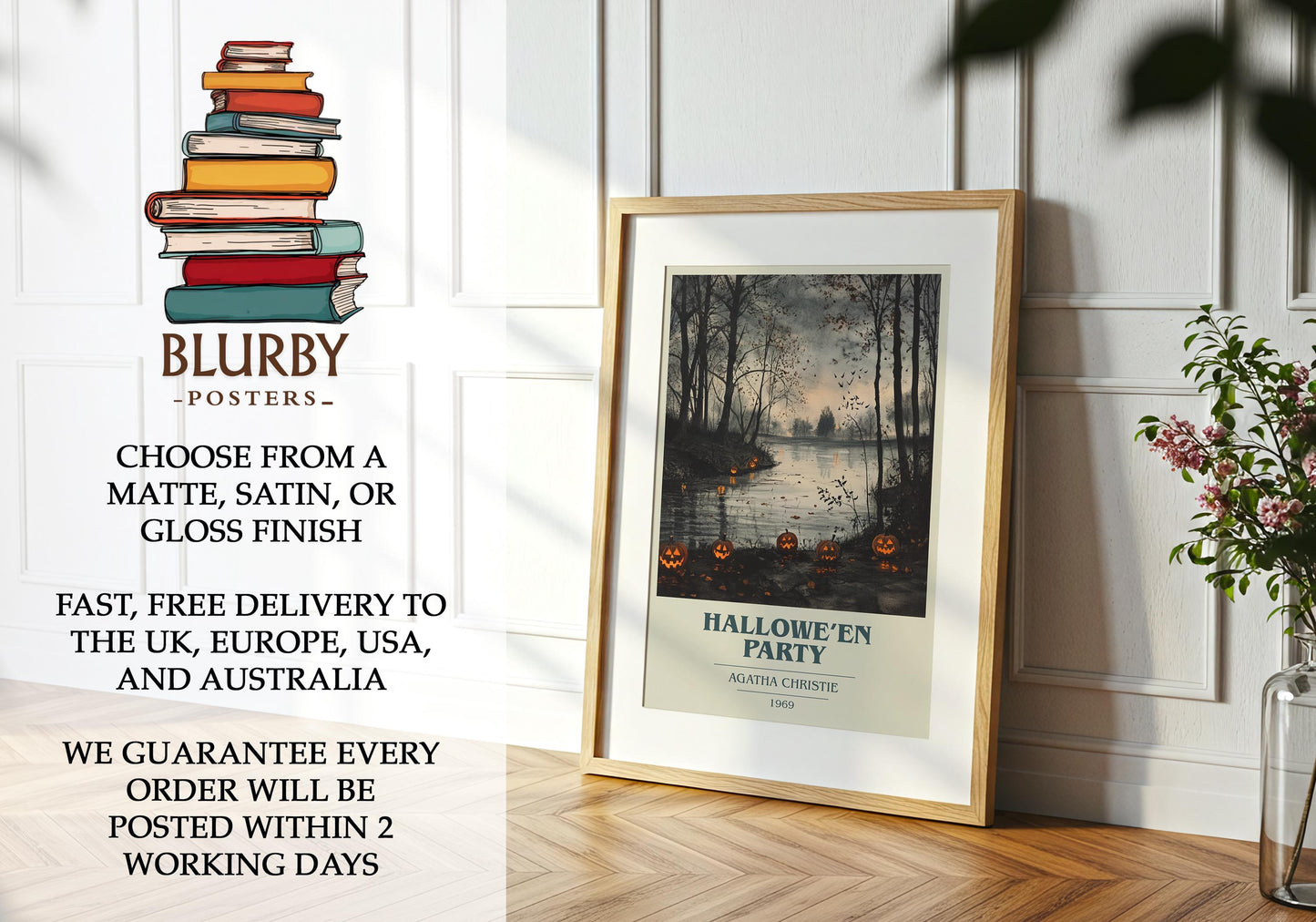 Hallowe'en Party by Agatha Christie | Book Poster | Literary Art Gift For Book Lover | Novel Inspired Wall Art | Free Delivery