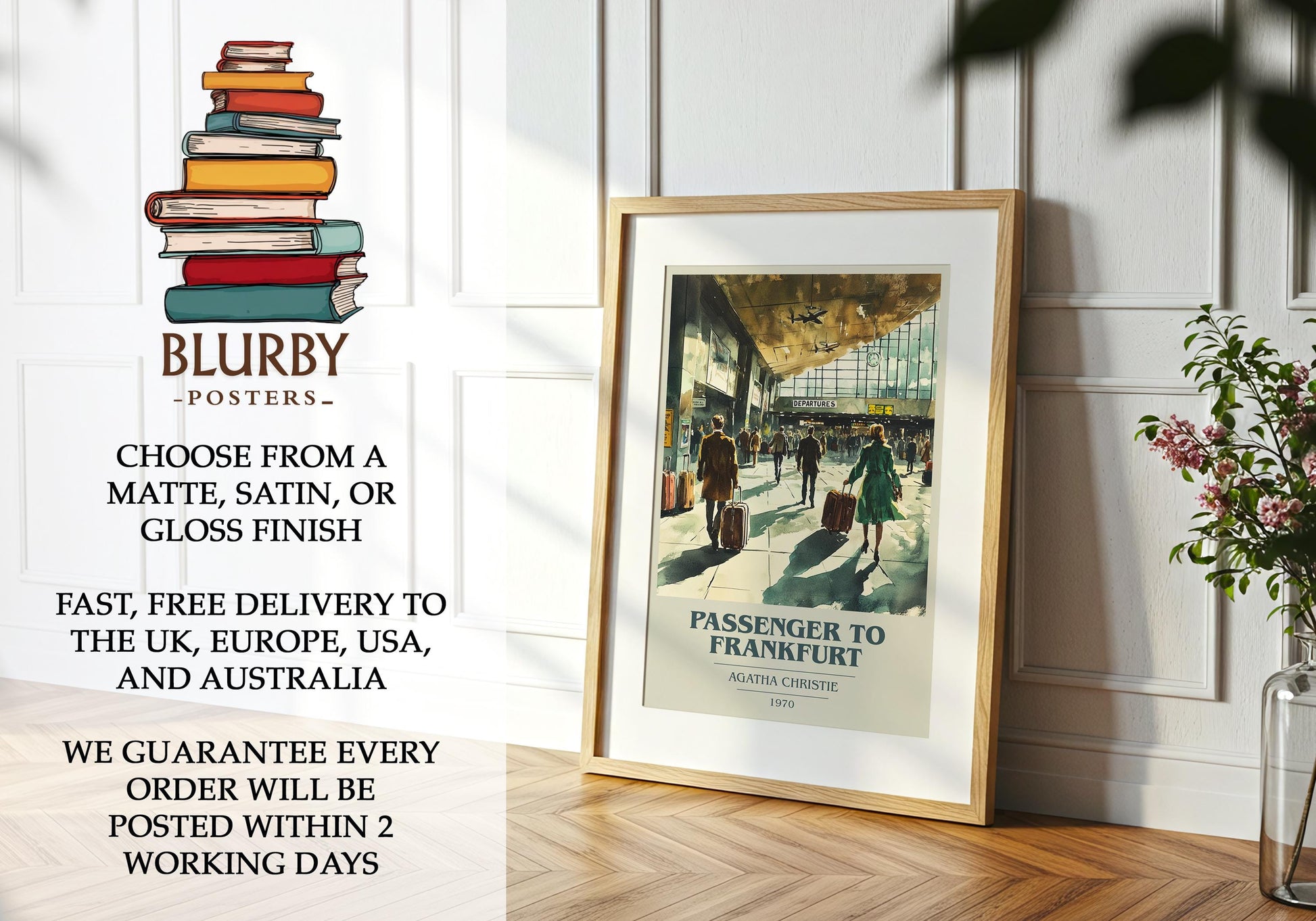 Passenger To Frankfurt by Agatha Christie | Book Poster | Literary Art Gift For Book Lover | Novel Inspired Wall Art | Free Delivery