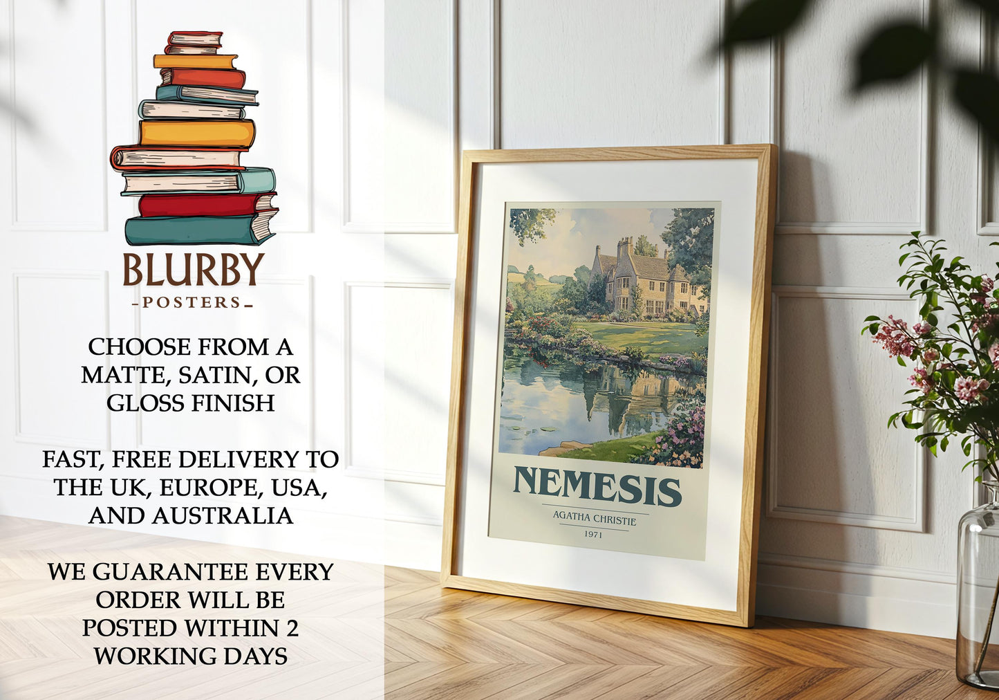 Nemesis by Agatha Christie | Book Poster | Literary Art Gift For Book Lover | Novel Inspired Wall Art | Free Delivery