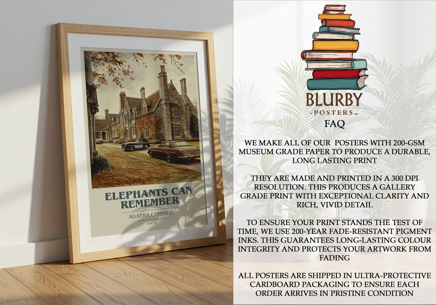 Elephants Can Remember by Agatha Christie | Book Poster | Literary Art Gift For Book Lover | Novel Inspired Wall Art | Free Delivery