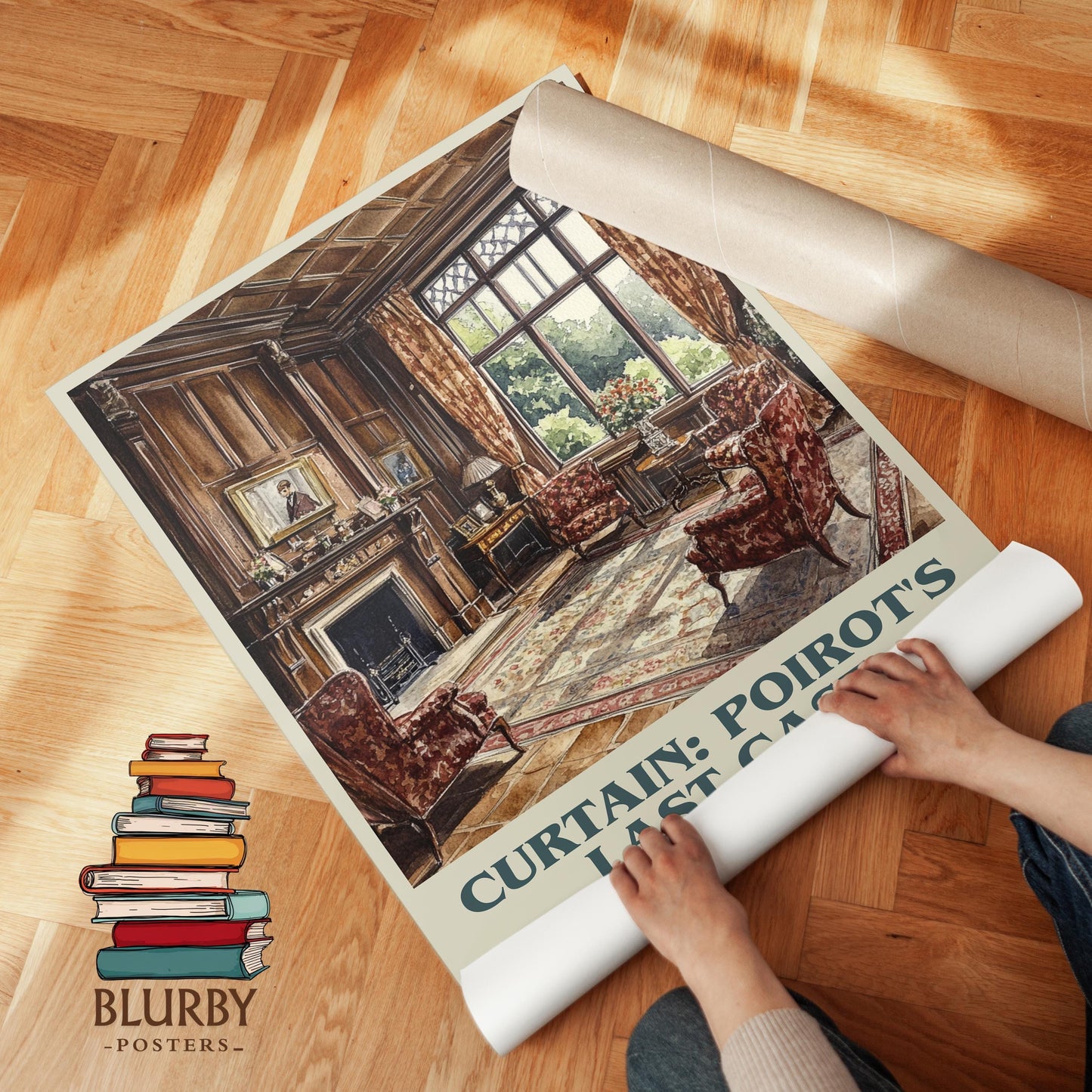 Curtain: Poirot's Last Case book poster packaging – museum-quality print rolled in protective tube