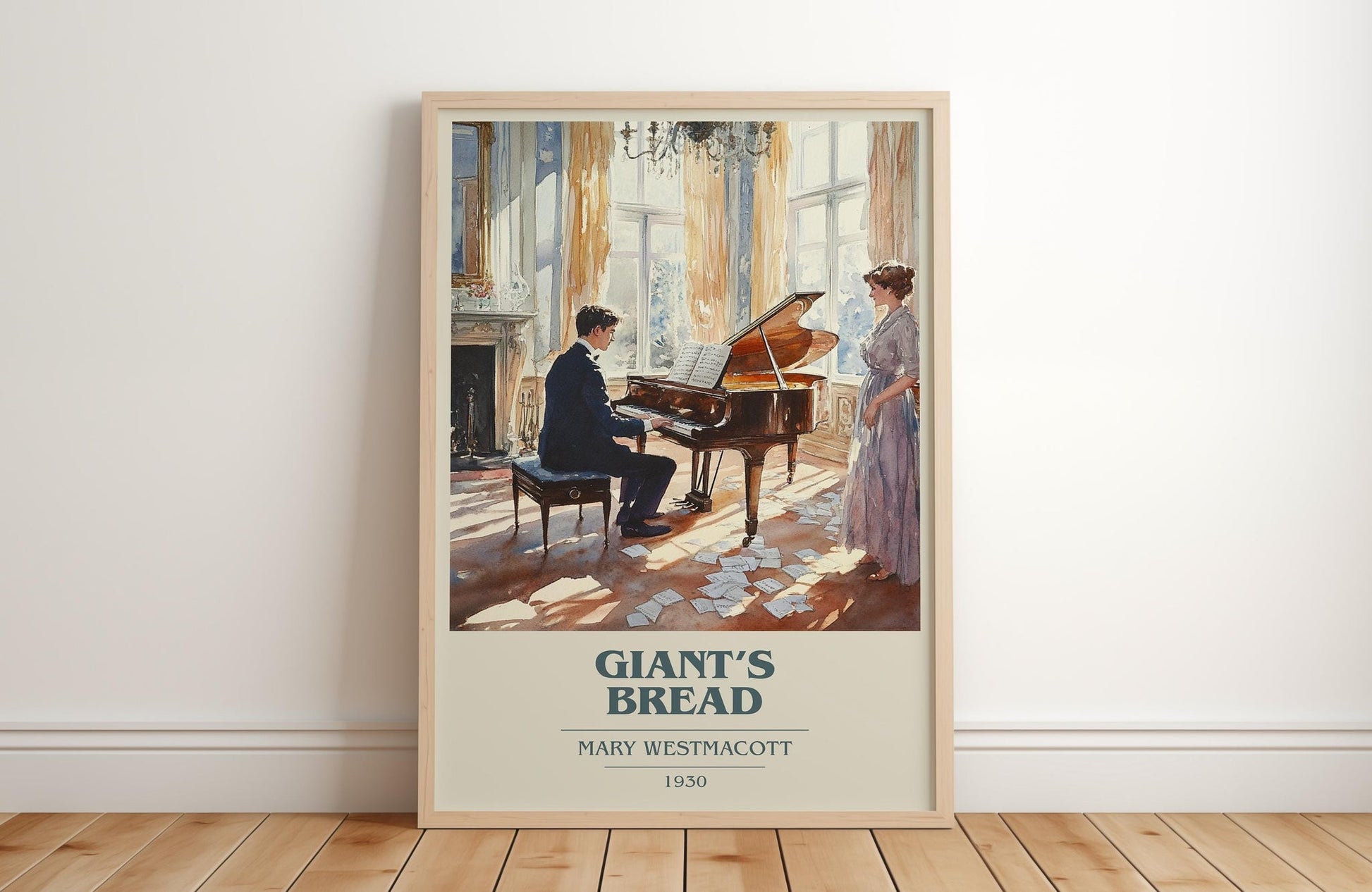 Giant’s Bread book cover print in frame leaning in hallway – romance wall art