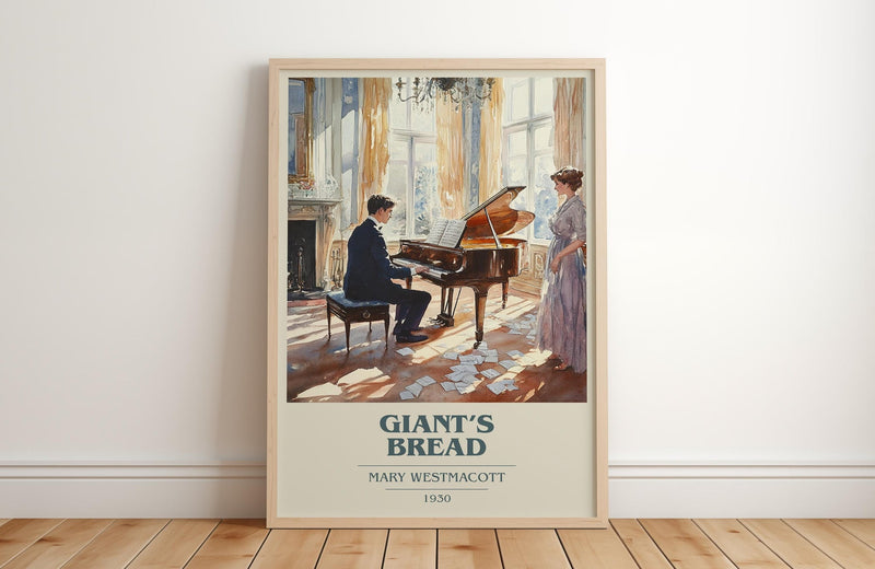 Giant’s Bread book cover print in frame leaning in hallway – romance wall art