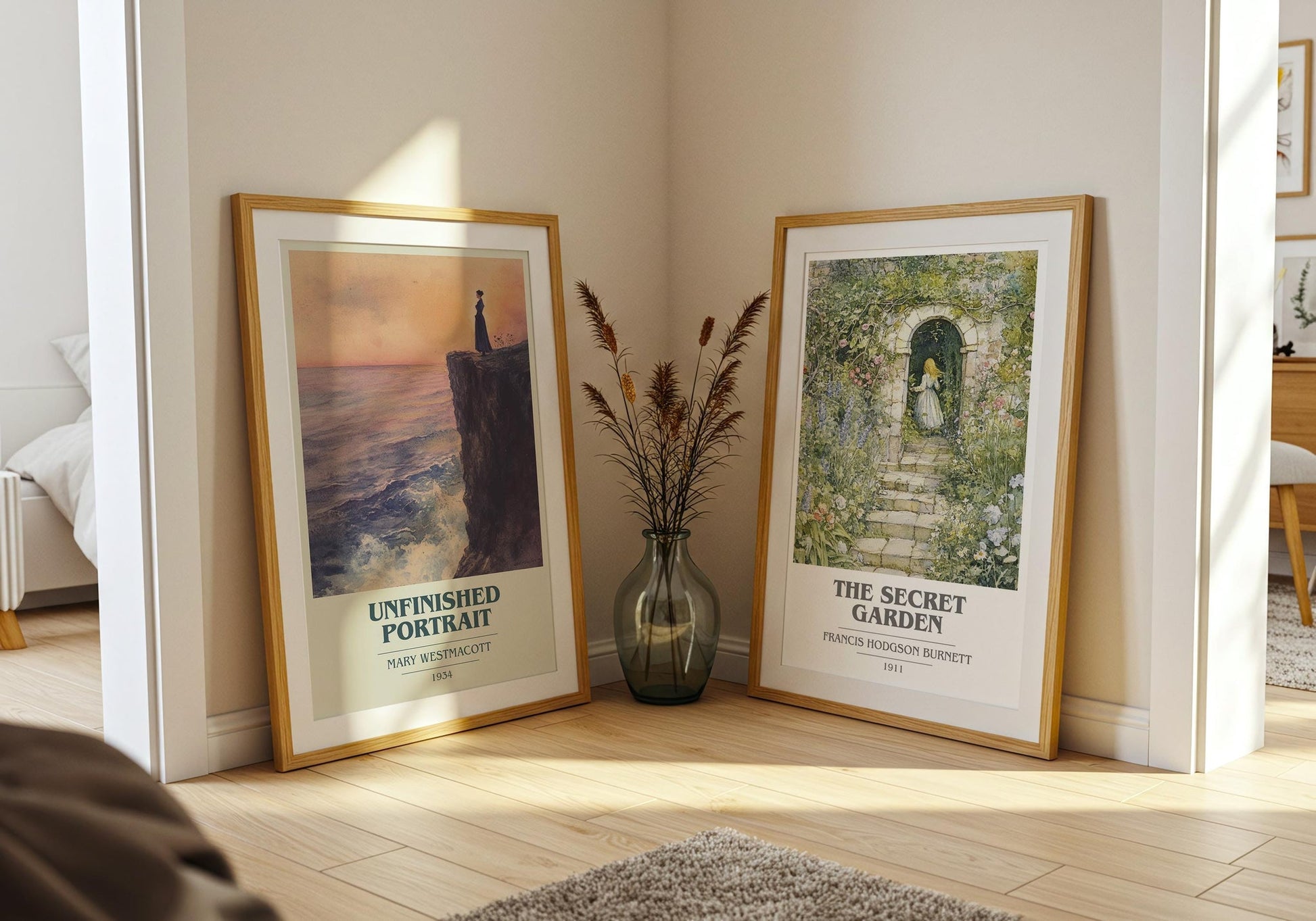 Unfinished Portrait book cover poster paired in gallery wall – literary art prints