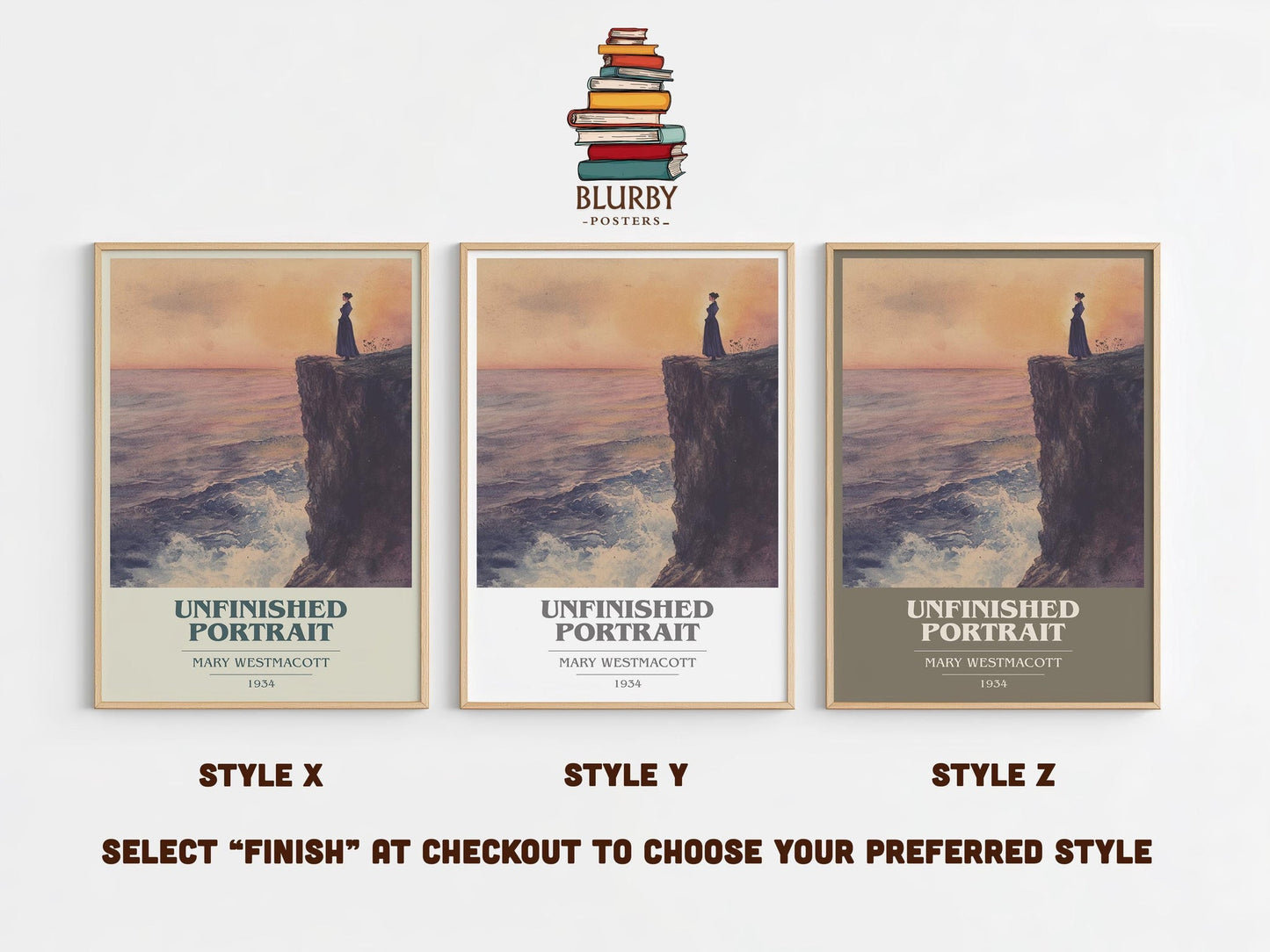 Unfinished Portrait book cover poster colour and style options – Mary Westmacott book art