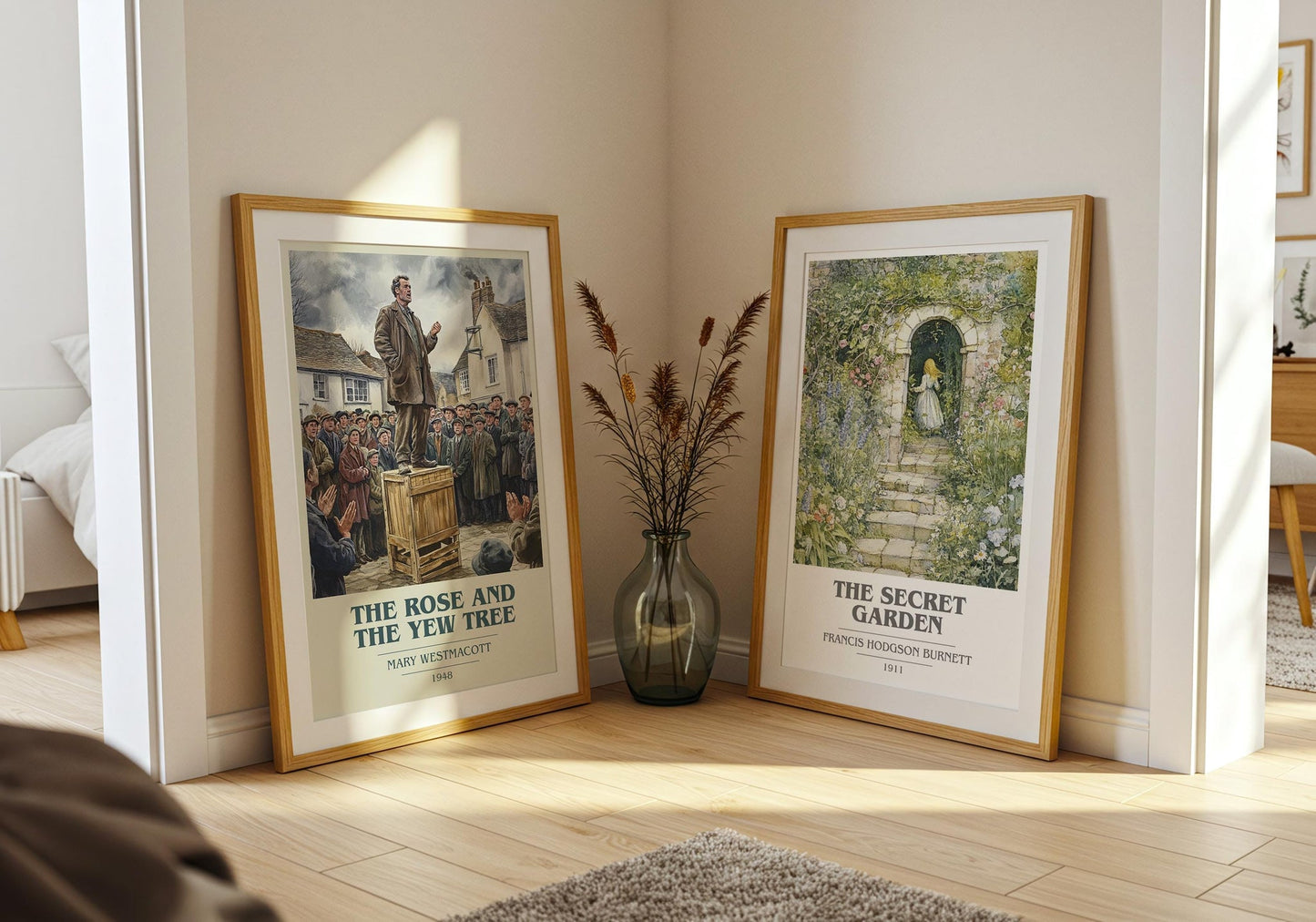The Rose And The Yew Tree book cover poster paired in gallery wall – literary art prints