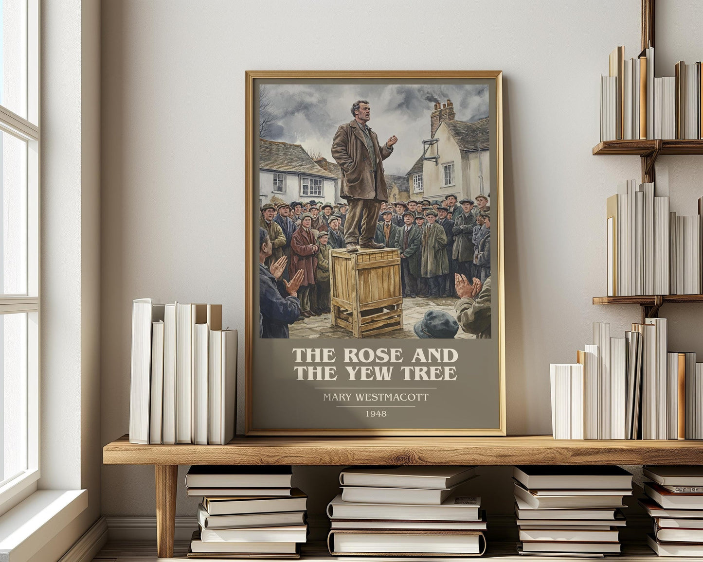 The Rose And The Yew Tree book cover print on bookshelf – Mary Westmacott fan gift
