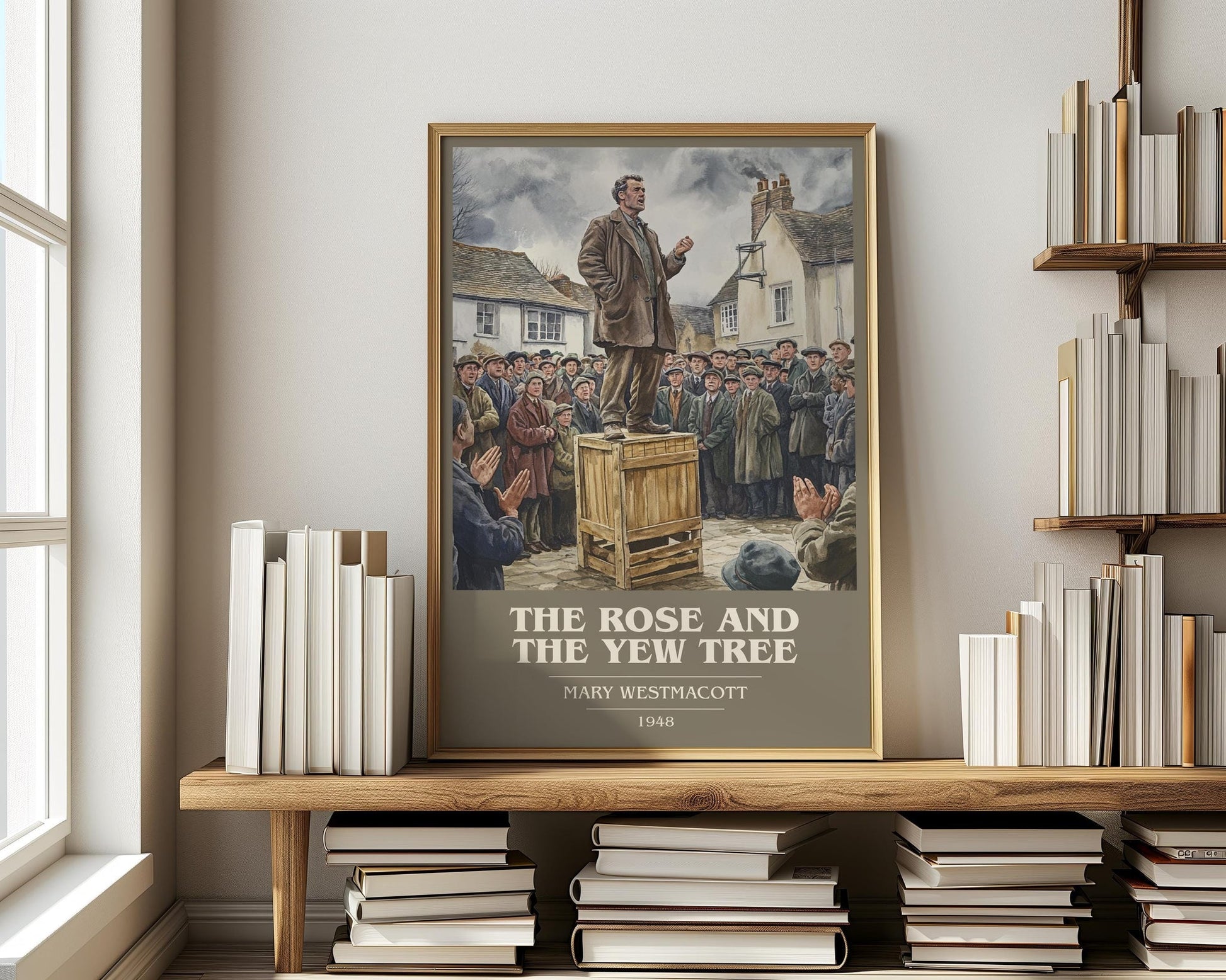 The Rose And The Yew Tree book cover print on bookshelf – Mary Westmacott fan gift