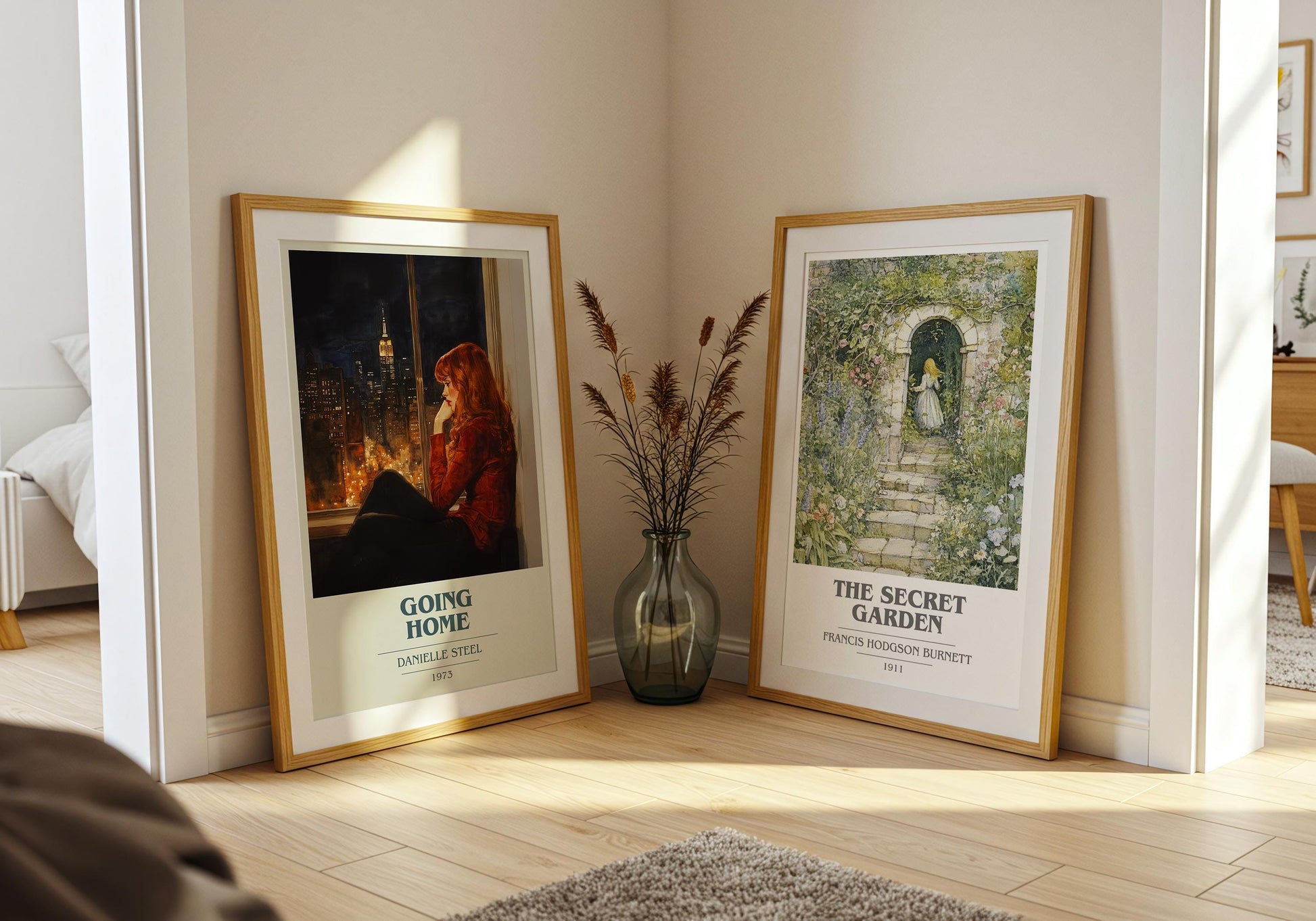 Going Home book cover poster paired in gallery wall – literary art prints