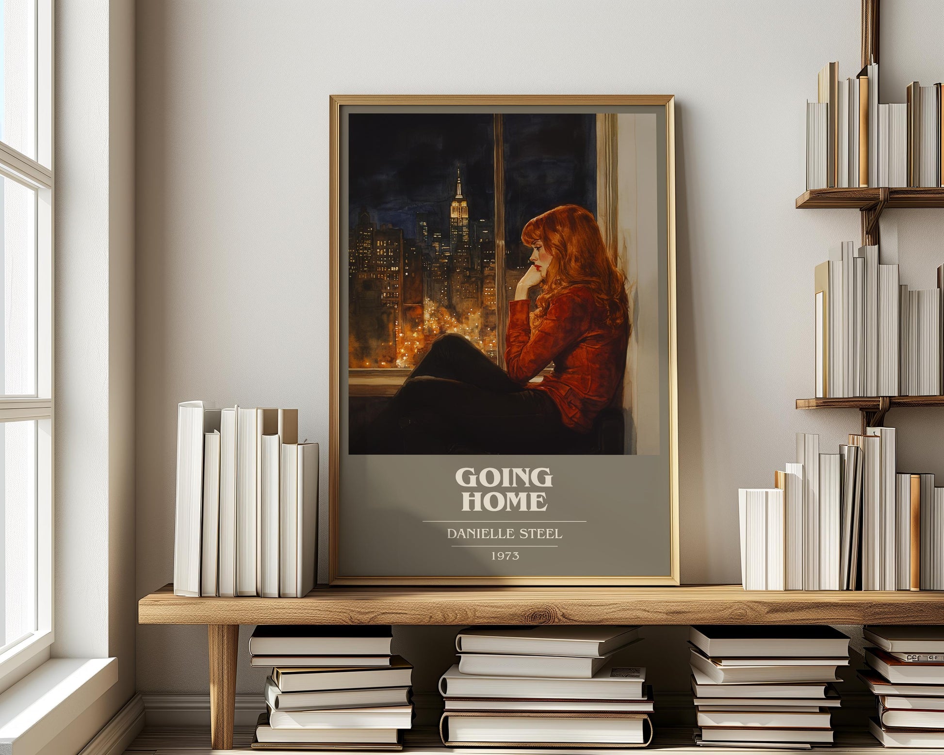 Going Home book cover print on bookshelf – Danielle Steel fan gift