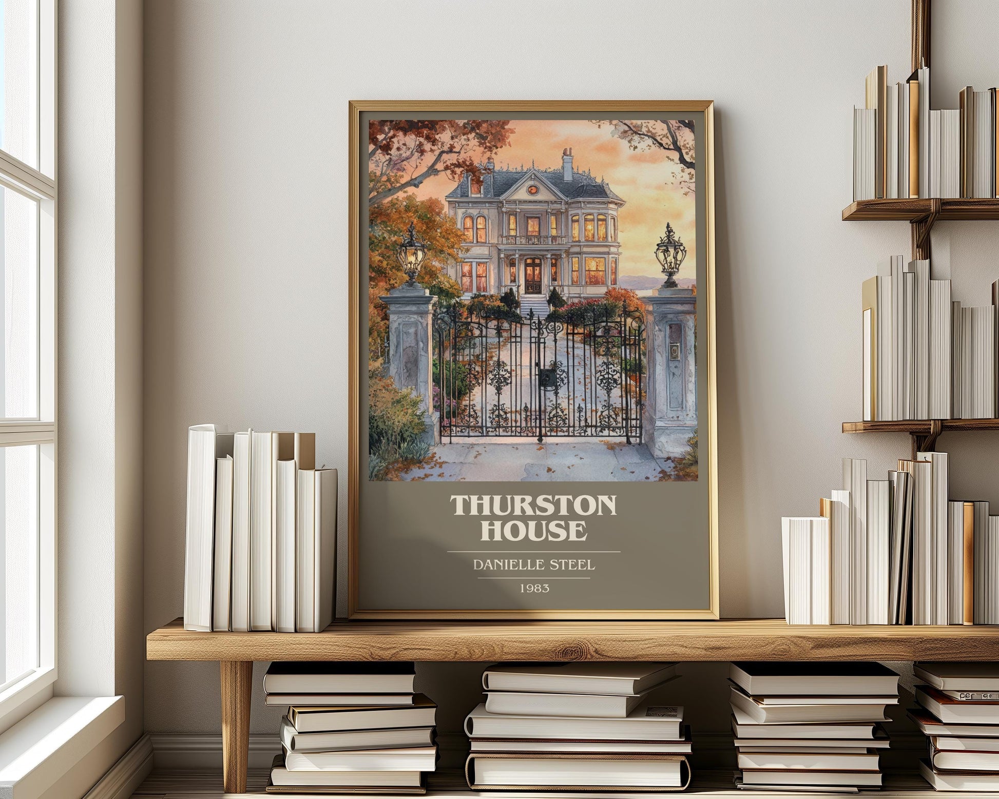 Thurston House book cover print on bookshelf – Danielle Steel fan gift