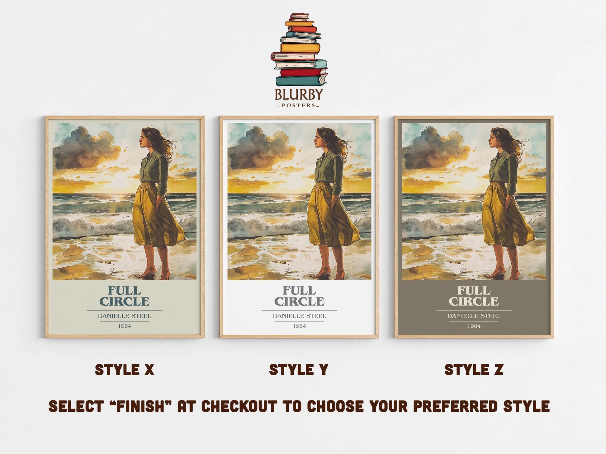 Full Circle book cover poster colour and style options – Danielle Steel book art