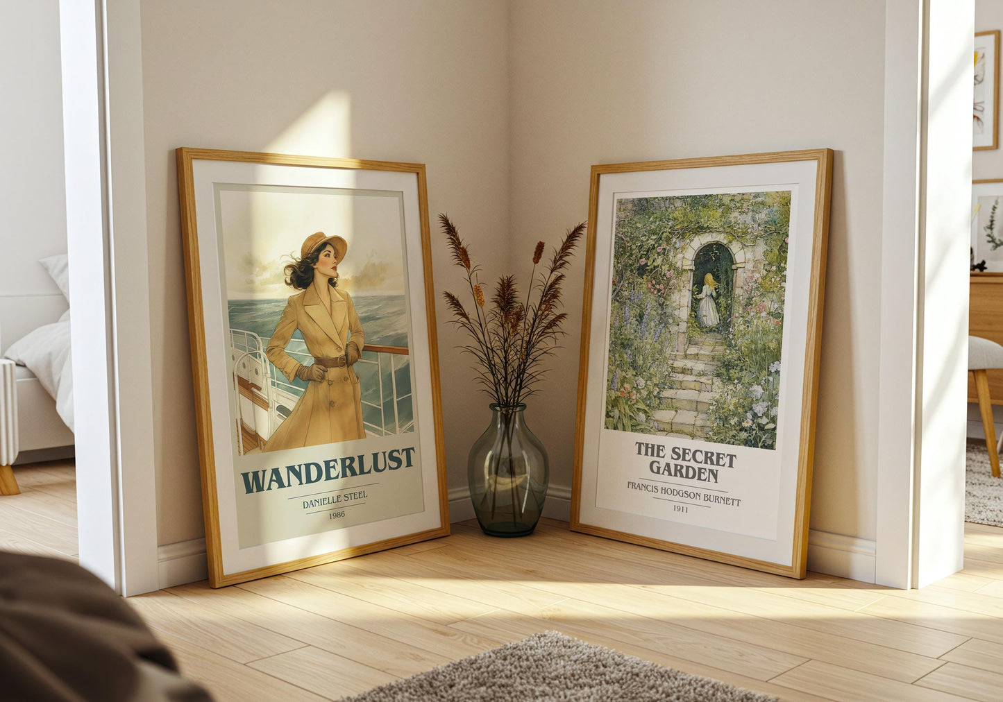 Wanderlust book cover poster paired in gallery wall – literary art prints