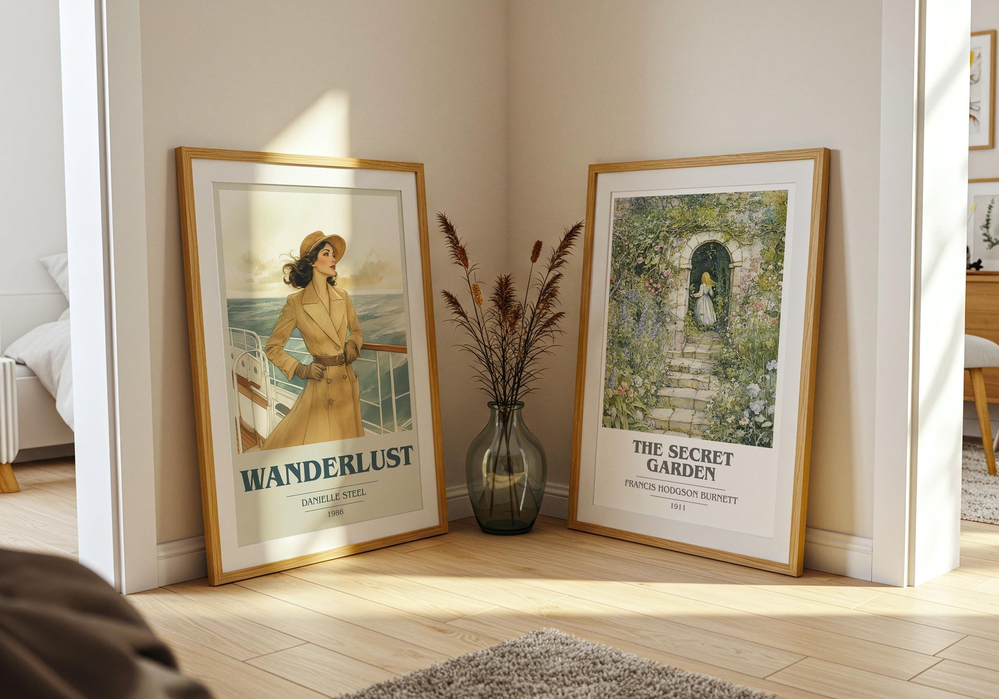 Wanderlust book cover poster paired in gallery wall – literary art prints