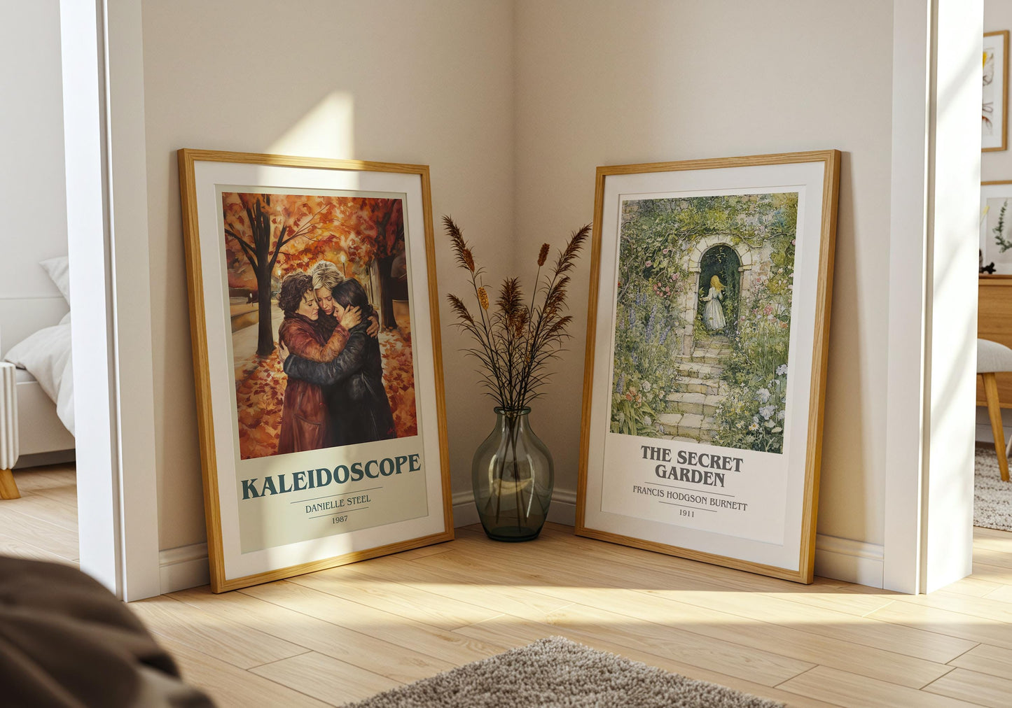 Kaleidoscope book cover poster paired in gallery wall – literary art prints