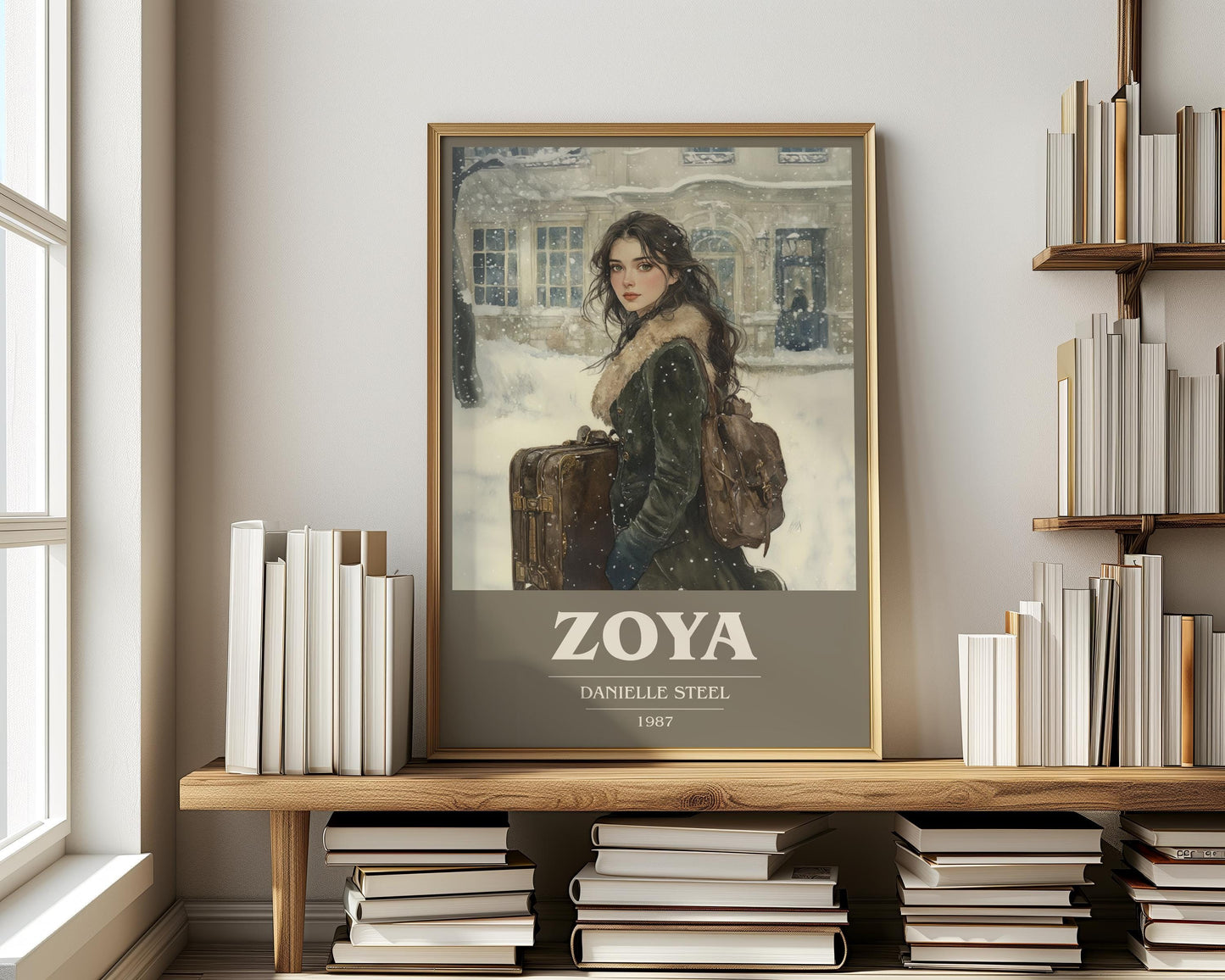 Zoya book cover print on bookshelf – Danielle Steel fan gift