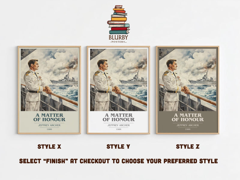 A Matter Of Honour book cover print in frame leaning in hallway – thriller wall art