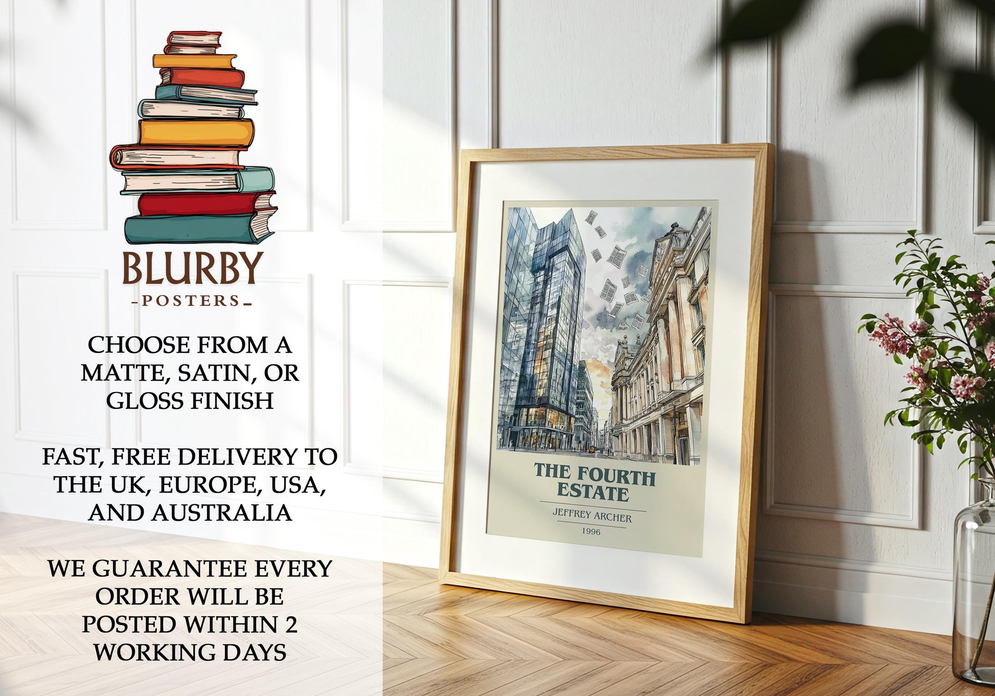 The Fourth Estate by Jeffrey Archer | Book Poster | Literary Art Gift For Book Lover | Novel Inspired Wall Art