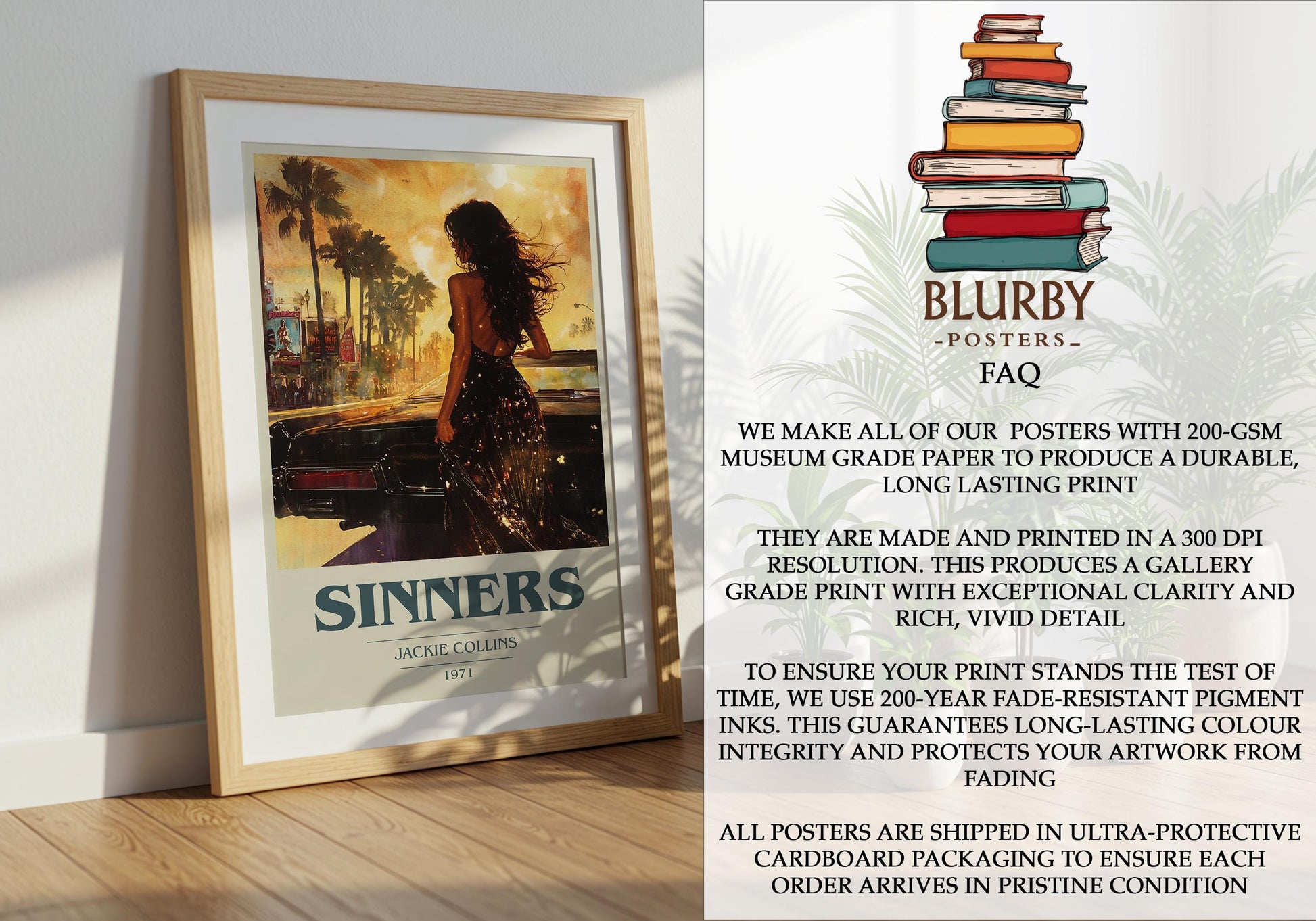 Sinners by Jackie Collins | Book Poster | Literary Art Gift For Book Lover | Novel Inspired Wall Art