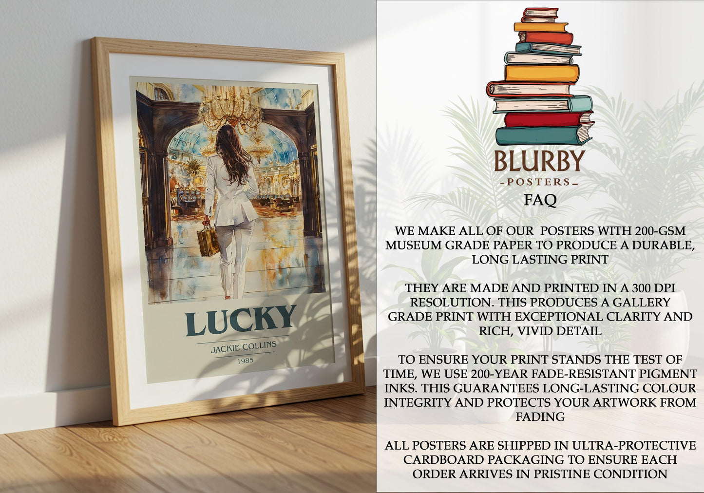 Lucky by Jackie Collins | Book Poster | Literary Art Gift For Book Lover | Novel Inspired Wall Art