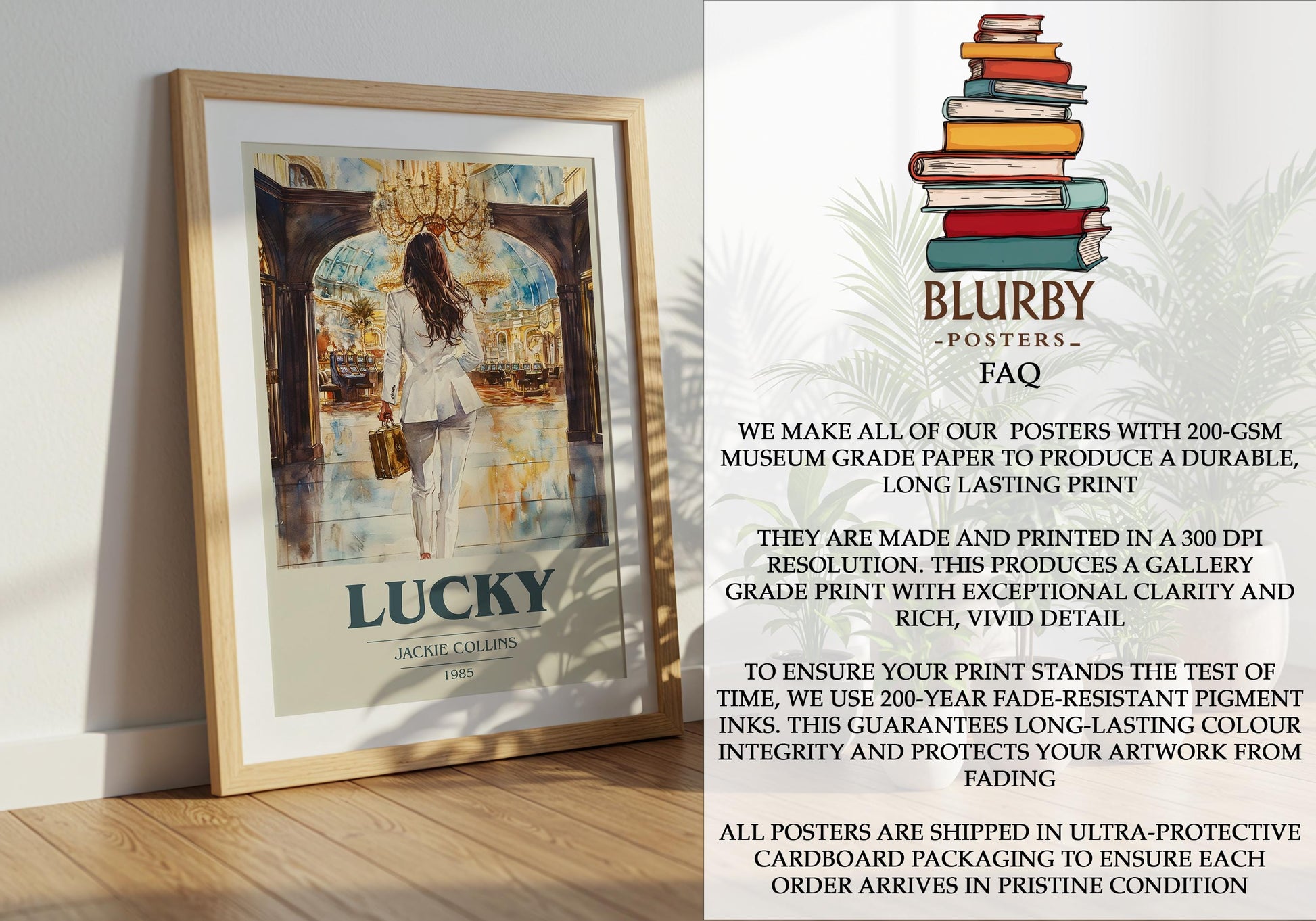 Lucky by Jackie Collins | Book Poster | Literary Art Gift For Book Lover | Novel Inspired Wall Art