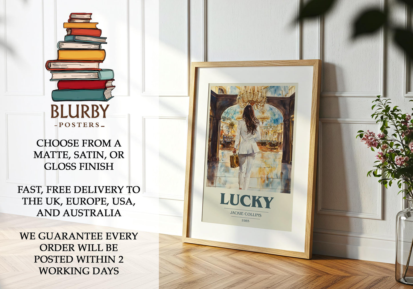 Lucky by Jackie Collins | Book Poster | Literary Art Gift For Book Lover | Novel Inspired Wall Art