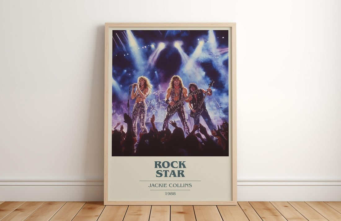 Rock Star book cover poster colour and style options – Jackie Collins book art (mockup)