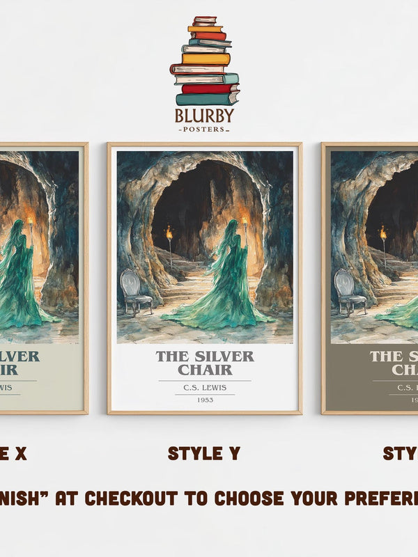 The Silver Chair book cover print in frame leaning in hallway – childrens wall art