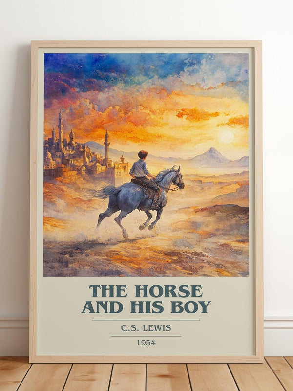 The Horse and his Boy book cover print in frame leaning in hallway – childrens wall art
