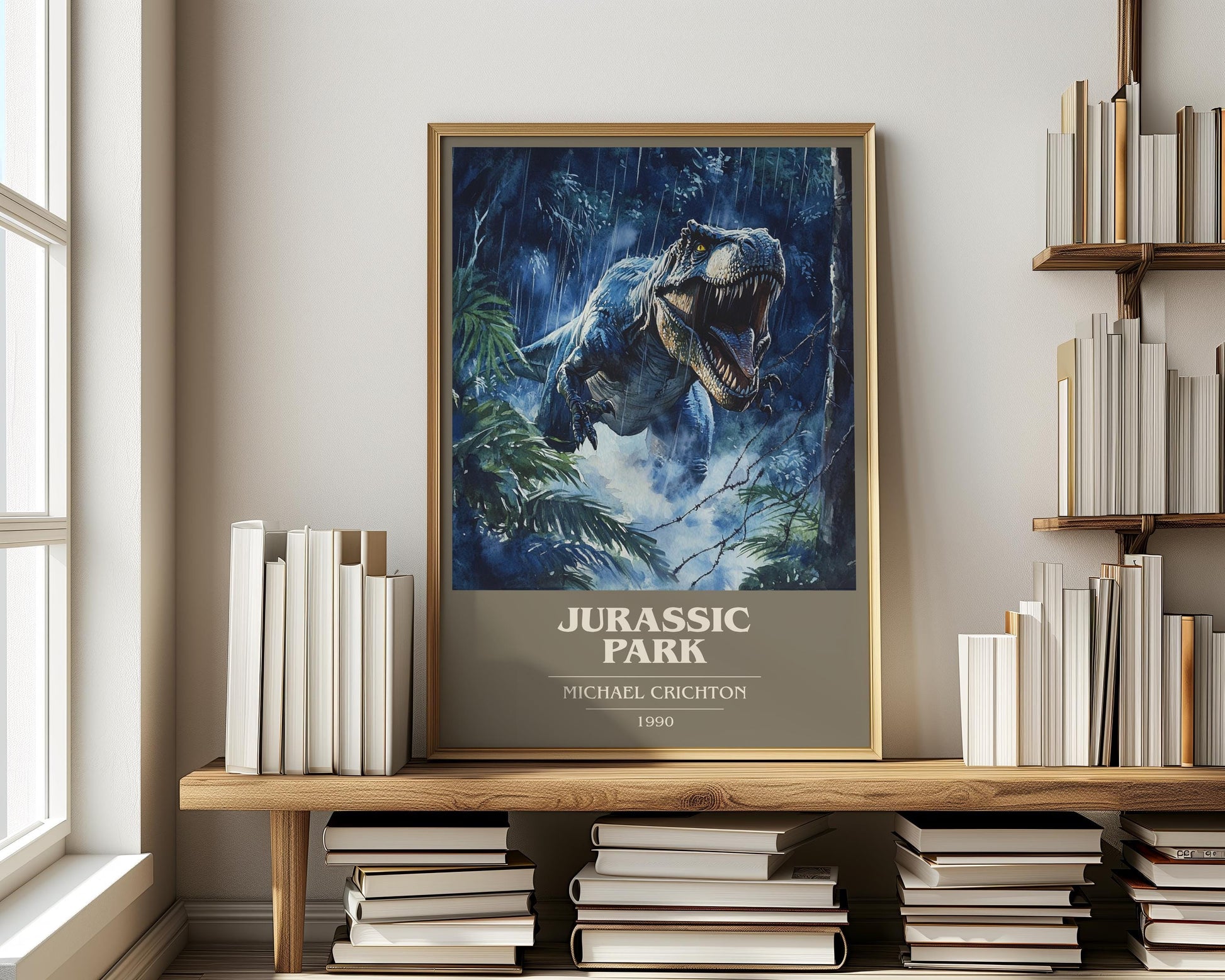 Jurassic Park by Michael Crichton | Book Poster | Literary Art Gift For Book Lover | Novel Inspired Wall Art