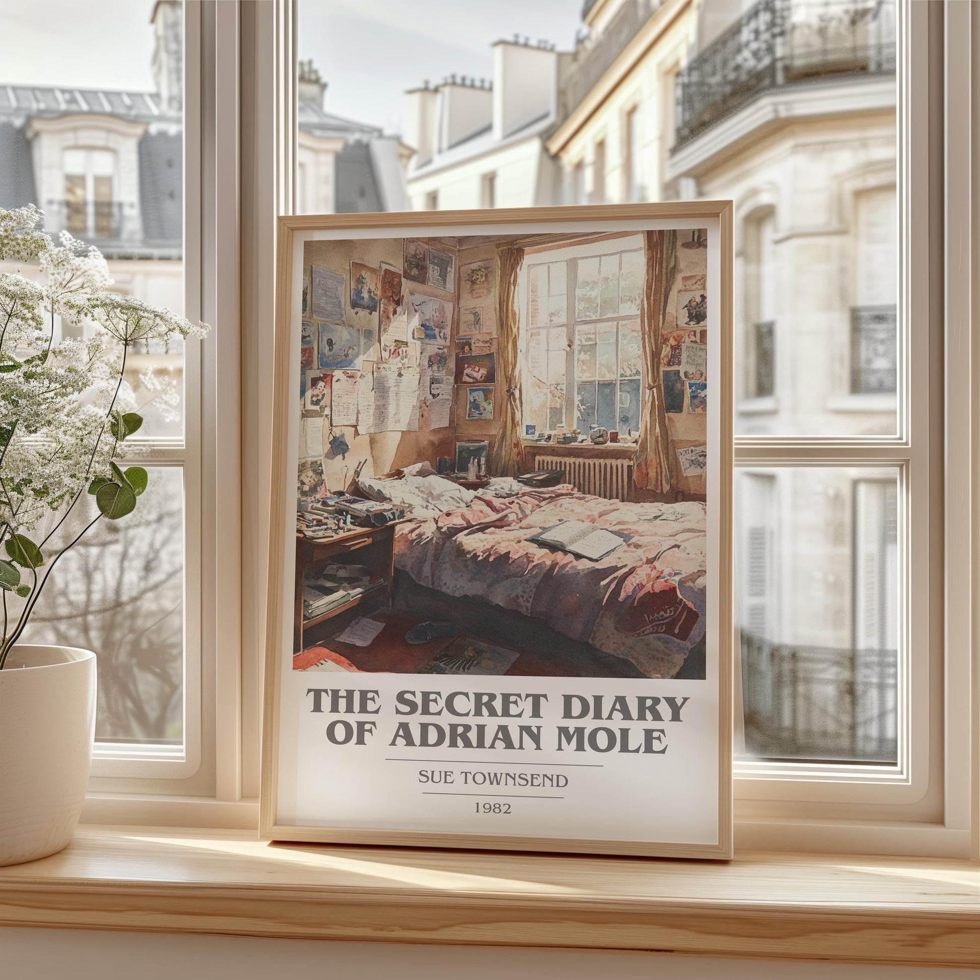 The Secret Diary Of Adrian Mole book cover book poster framed on wall – coming of age wall art