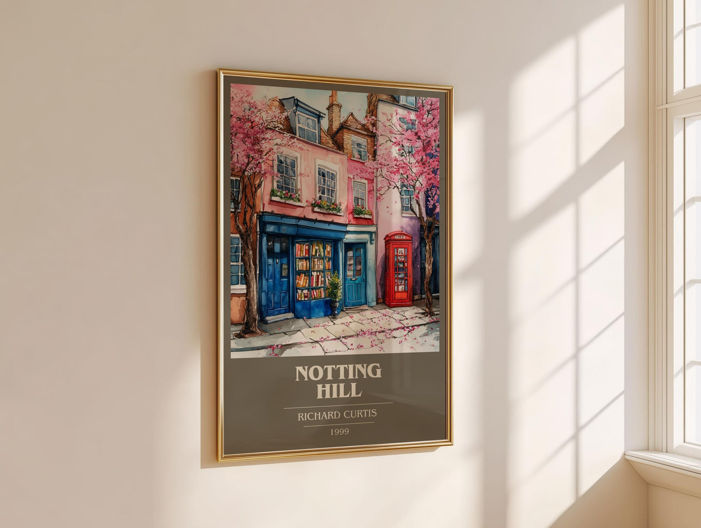 Notting Hill book cover print framed by window – literary home decor