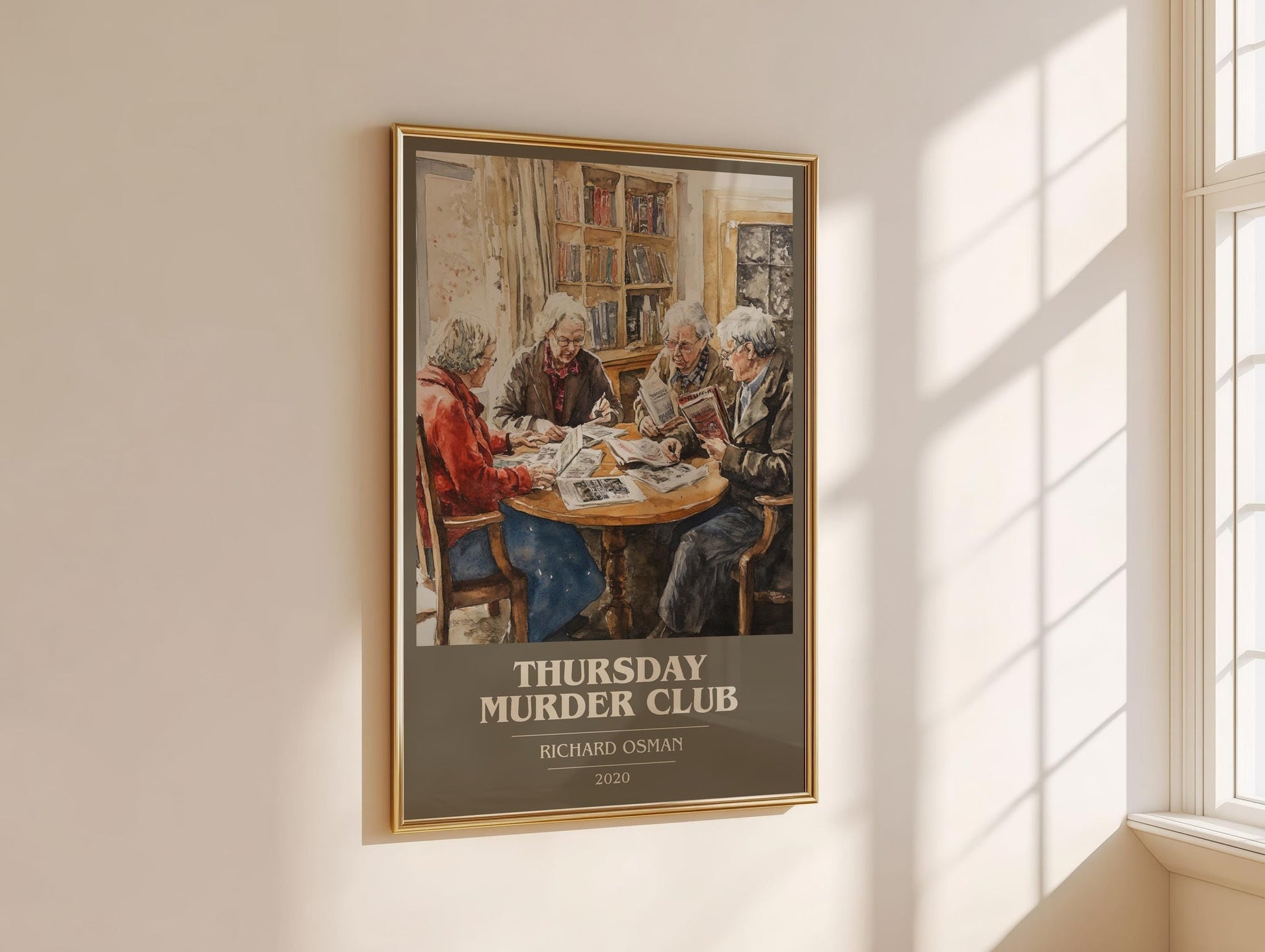 Thursday Murder Club book cover book poster framed on wall – crime wall art