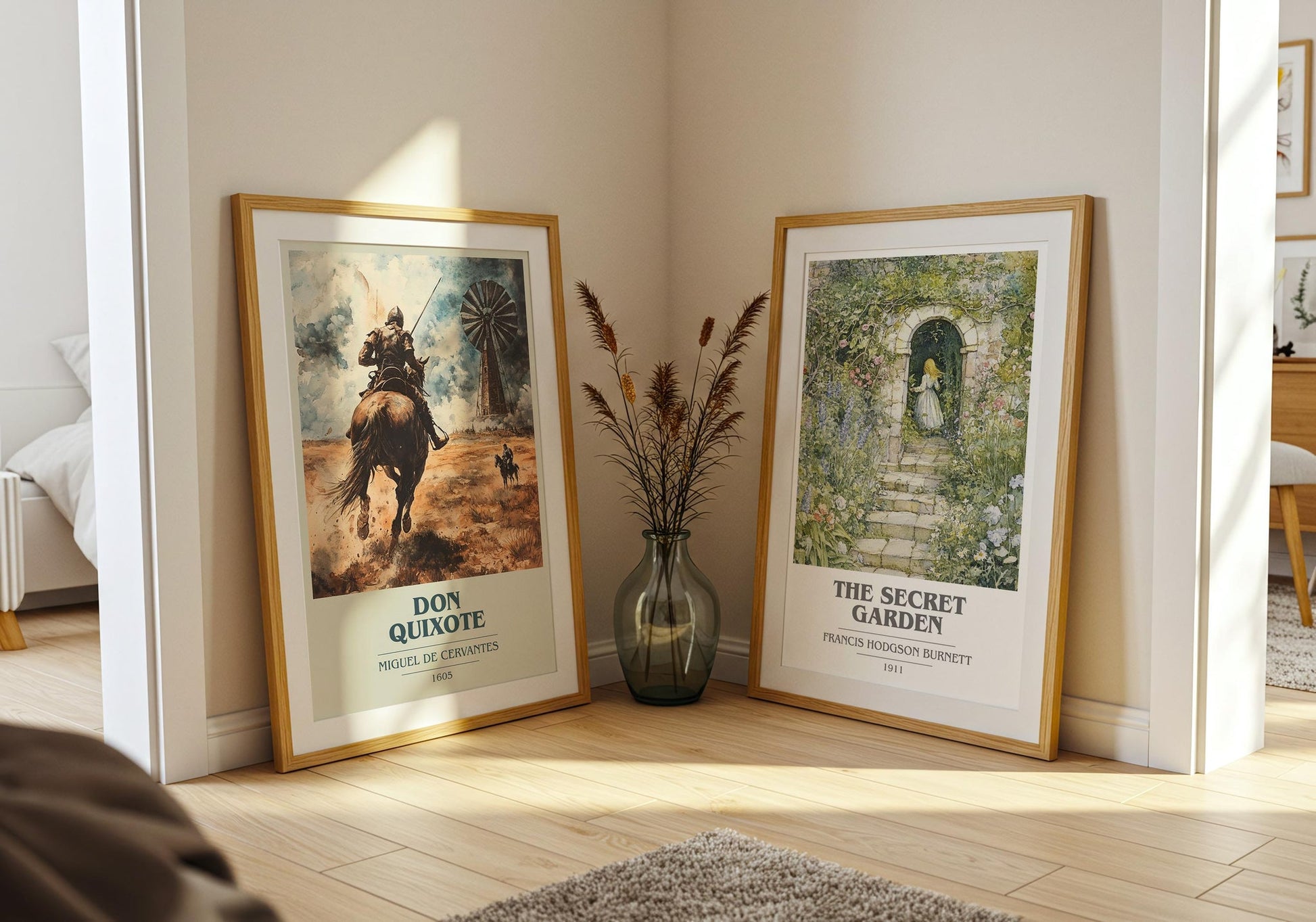 Don Quixote book cover poster paired in gallery wall – literary art prints
