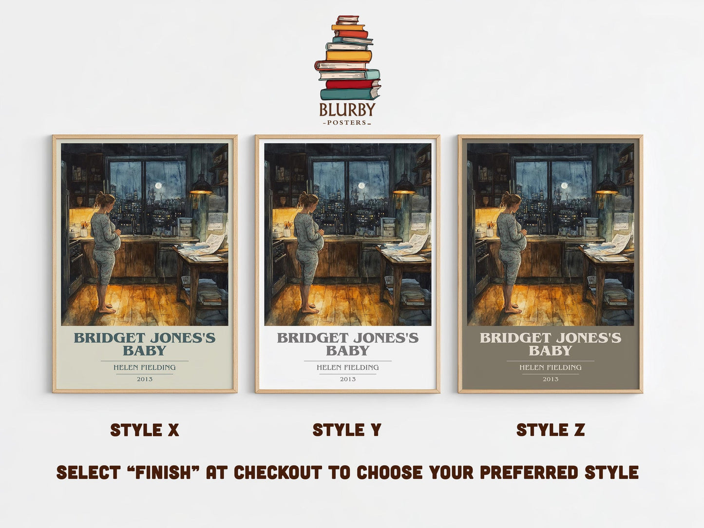 Bridget Jones's baby book cover poster colour and style options – Helen Fielding book art