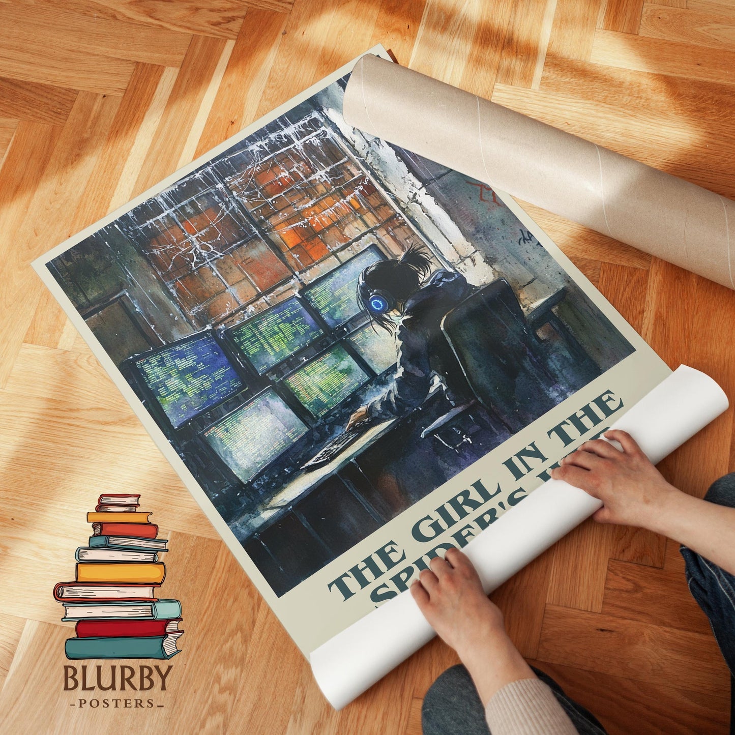 The Girl In The Spider's Web book cover poster paired in gallery wall – literary art prints