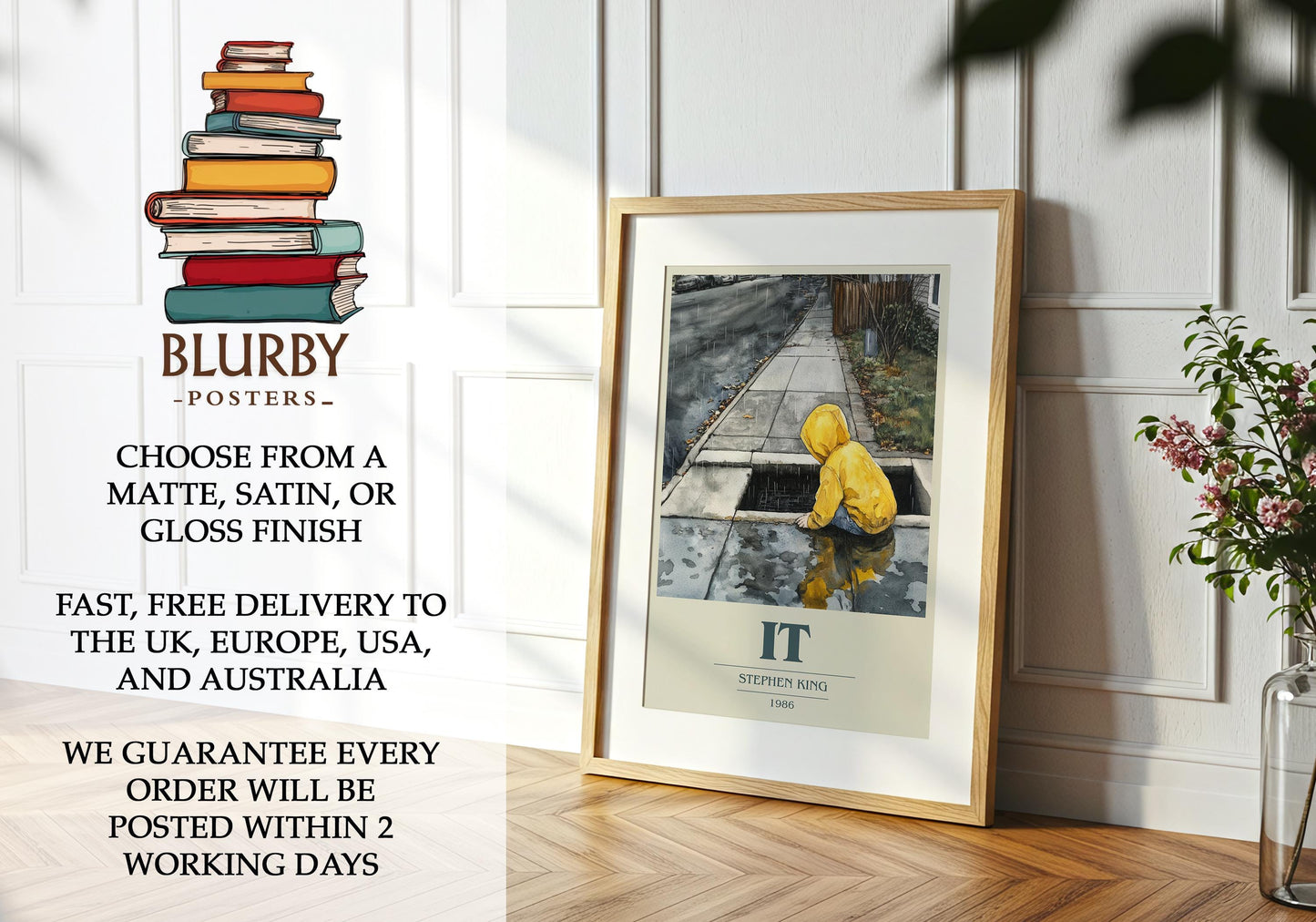 IT by Stephen King | Book Poster | Literary Art Gift For Book Lover | Novel Inspired Wall Art | Free Delivery