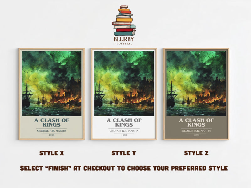 A Clash of Kings book cover poster colour and style options – George R. R. Martin book art